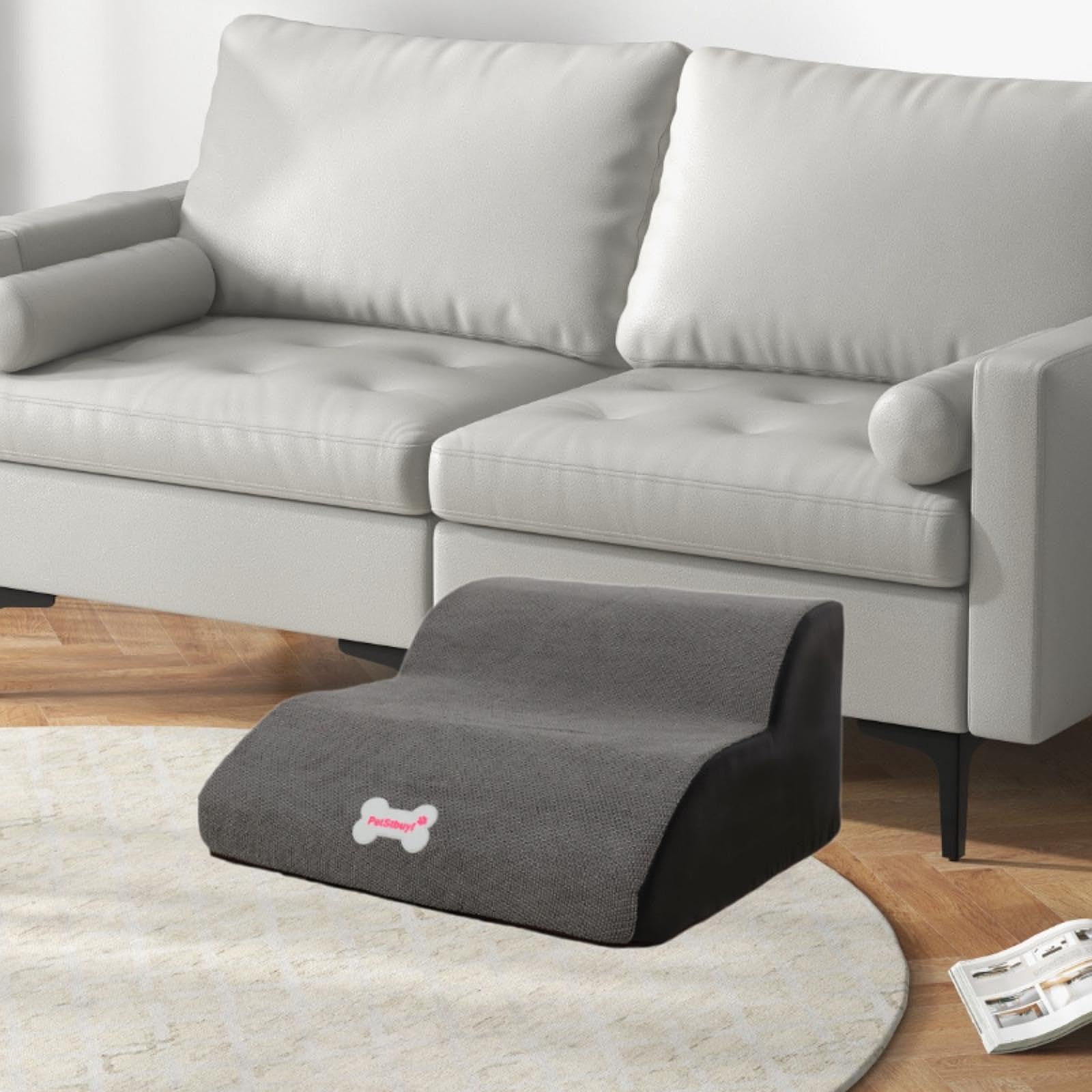 Escalier pour Chien, Deux Marches, échelle pour Animaux, Rampe D'accès pour Canapé, Housse Amovible, éponge de Polyester Douce, Antidérapant, pour