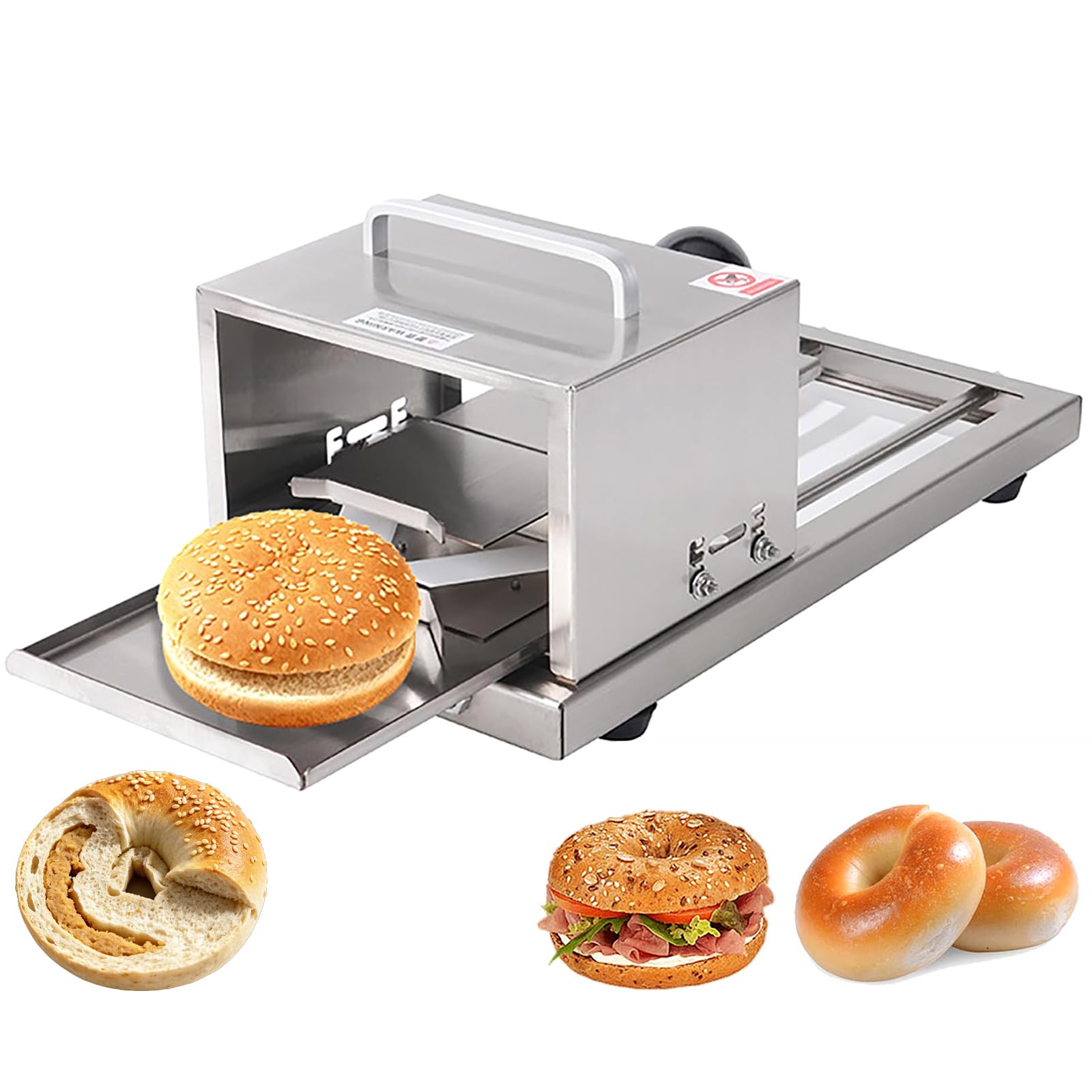 WLSYX Commercial Burger Buns Slicer, Manual Hamburger Cutter Machine, Bread Guillotine with Spare Blade, Max 15cm Diameter and 4 Levels Thickness Adjustment 1.7-3.2CM, for Cafes, Bakeries