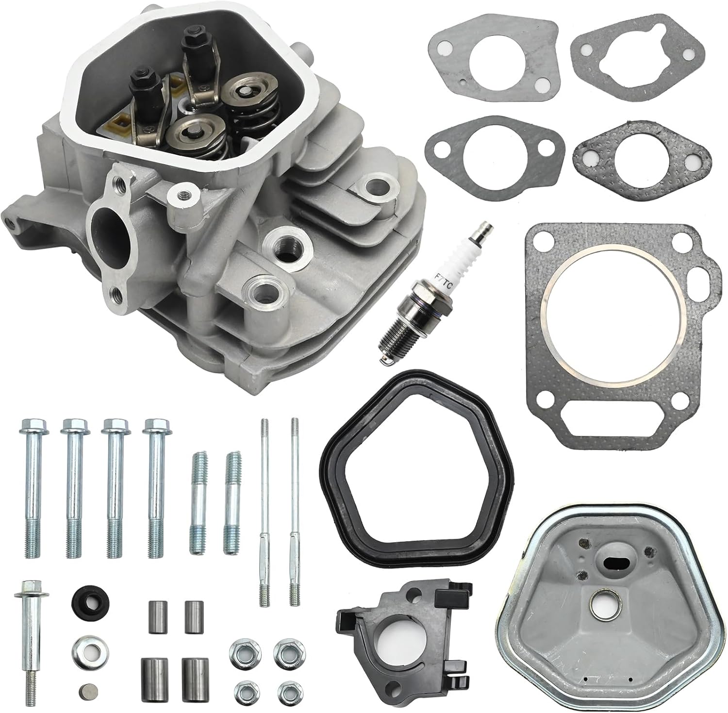 Assembled Cylinder Head Kit Replacement for Honda GX240 8HP GX270 9HP Engine, Cylinder Head Assembly with Valve Spring Spark Plug Insulator Head Gasket Carburetor Gasket
