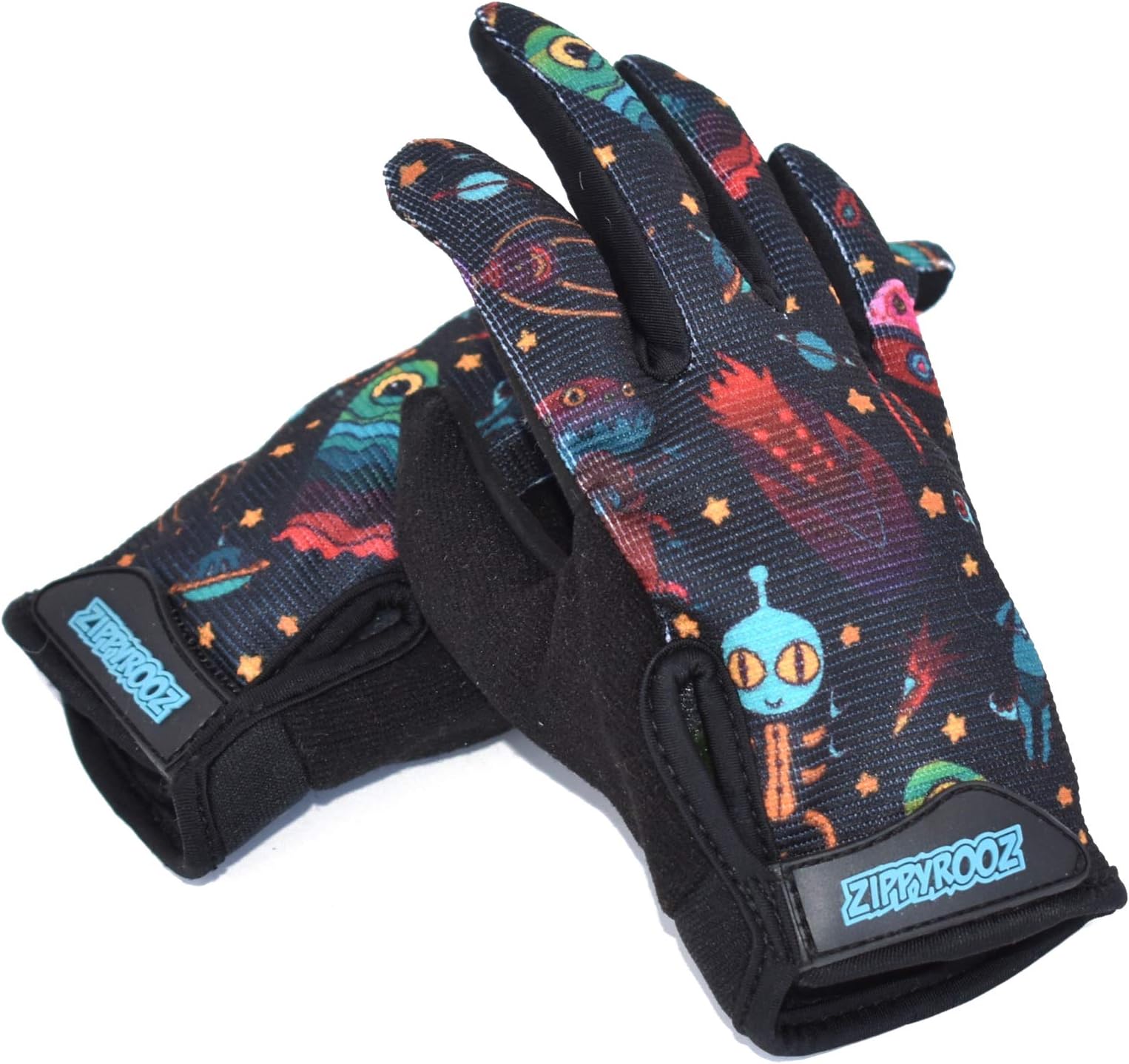 ZippyRooz Toddler Little Kids Full Long Finger Bike Gloves Aliens Little Kids Medium (3-4)