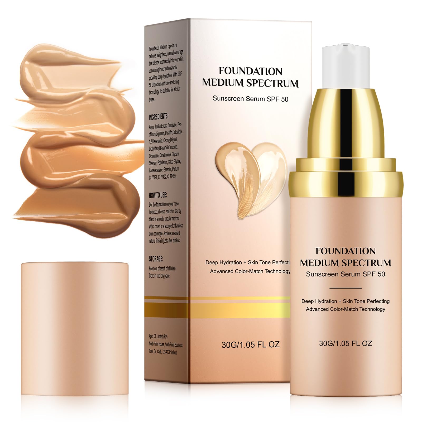 Generic Foundation 4 in 1 Medium Spectrum - 1 05 Fl Oz with Sun SPF 50 Concealer Hydrating