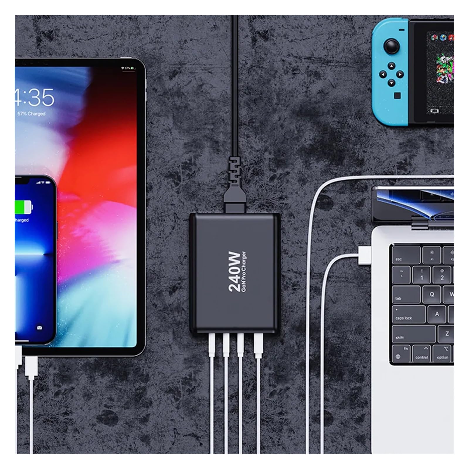 Ładowarka USB, Ładowarka ścienna USB C 240 W 4-portowa stacja ładująca PD 100 W 200 W PPS65W GaN2 Adapter podróżny do laptopa Bezpieczne ładowanie