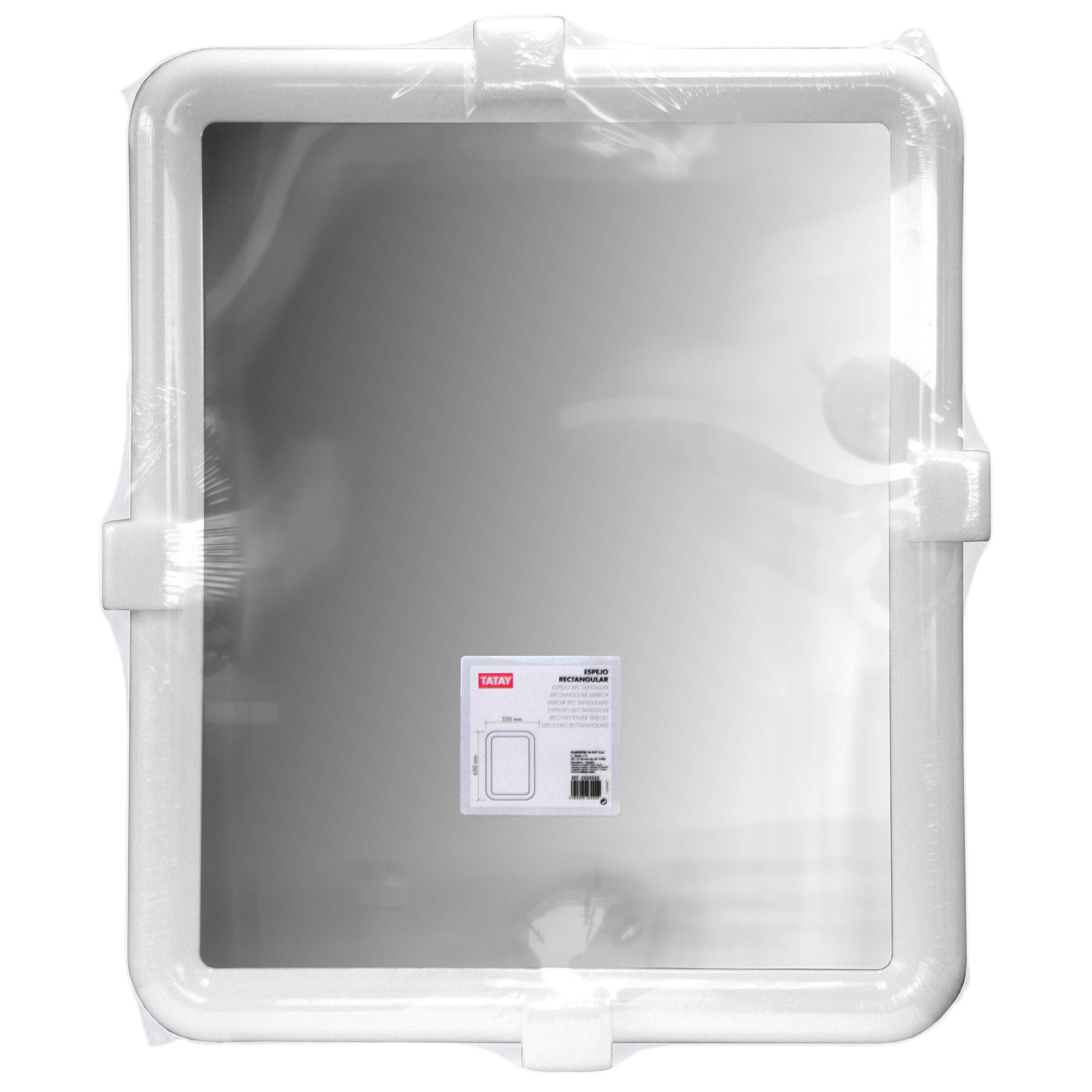 TATAY Espejo Rectangular Formato Rectangular Referencia 4430701 | Espejo Rectangular | Medidas 55x65x4,3 cm | Formato Rectangular | Referencia 4430701 | Organización Práctica del Baño, Blanco