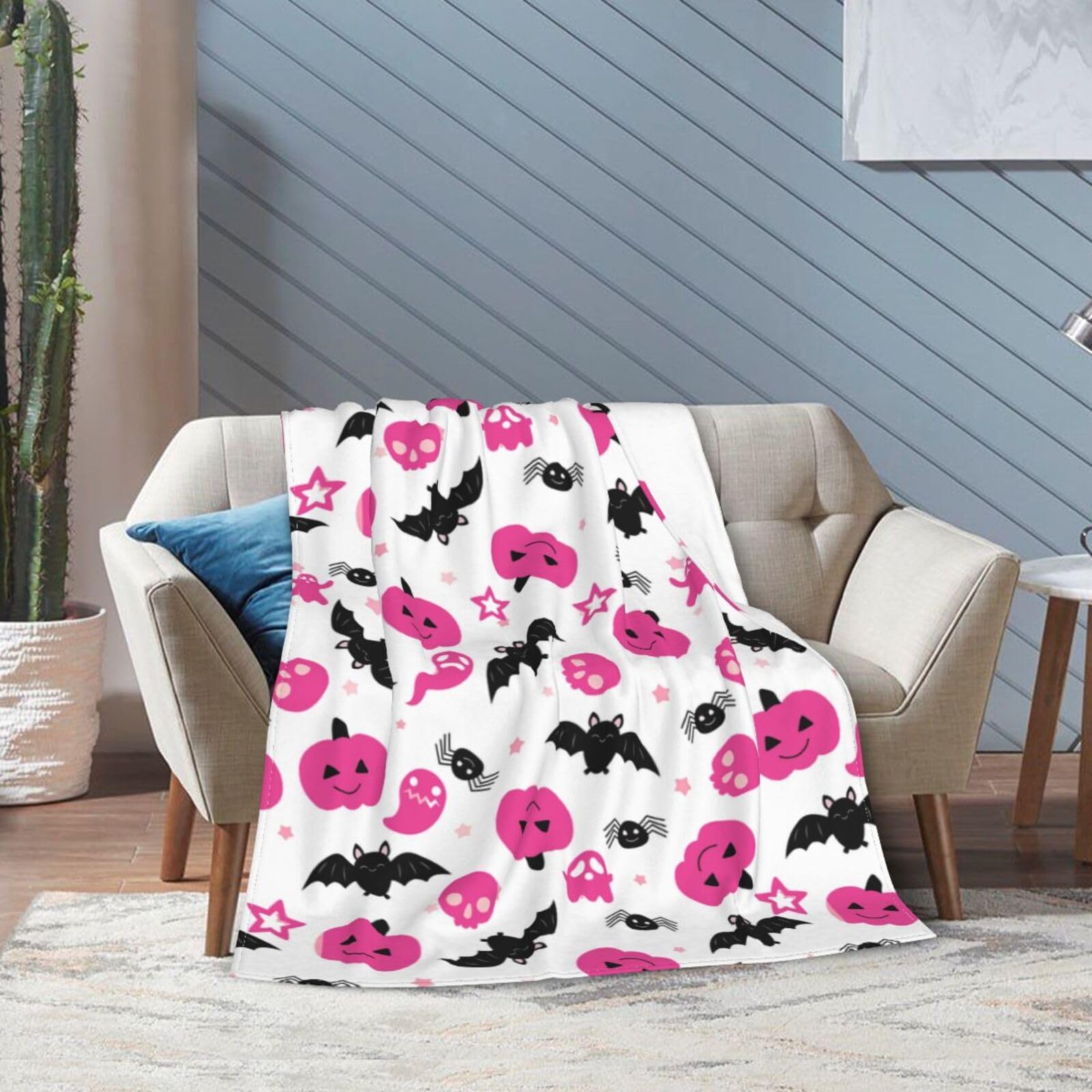 Halloween Flanell-Decke 152x127 Cm – Weicher Überwurf Für Sofa & Bett, Saisonale Deko, Maschinenwaschbar