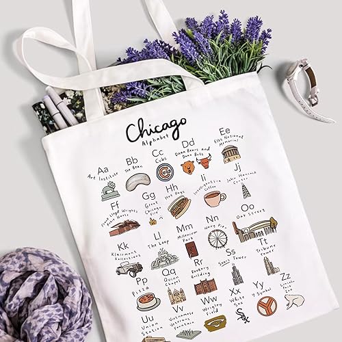 Miniatura 5 de WZJHCL Chicago Alphabet Tote Bag Chicago Trip Travel Tote Chicago Travel Gift Chicago Souvenir Chicago Vacation Shopping Bag