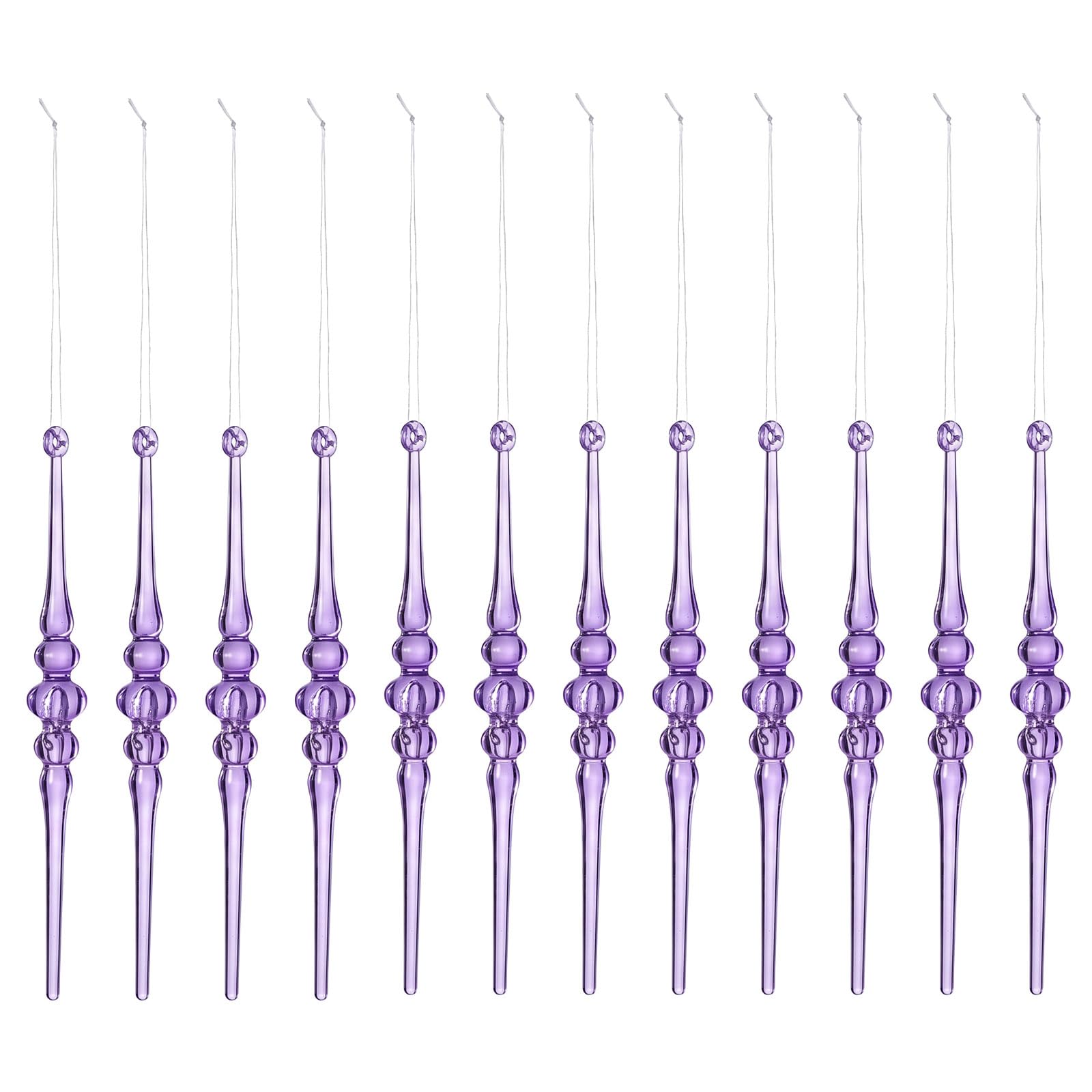 Icicle Ornaments for Christmas Tree Decor, 12 Piece Long Ornament Set for Wreaths, Garlands, and Mantels Icicle Ornament Set Acrylic Tree Decor Prestrung Branch Accents Wreath Ornaments Garland Winter