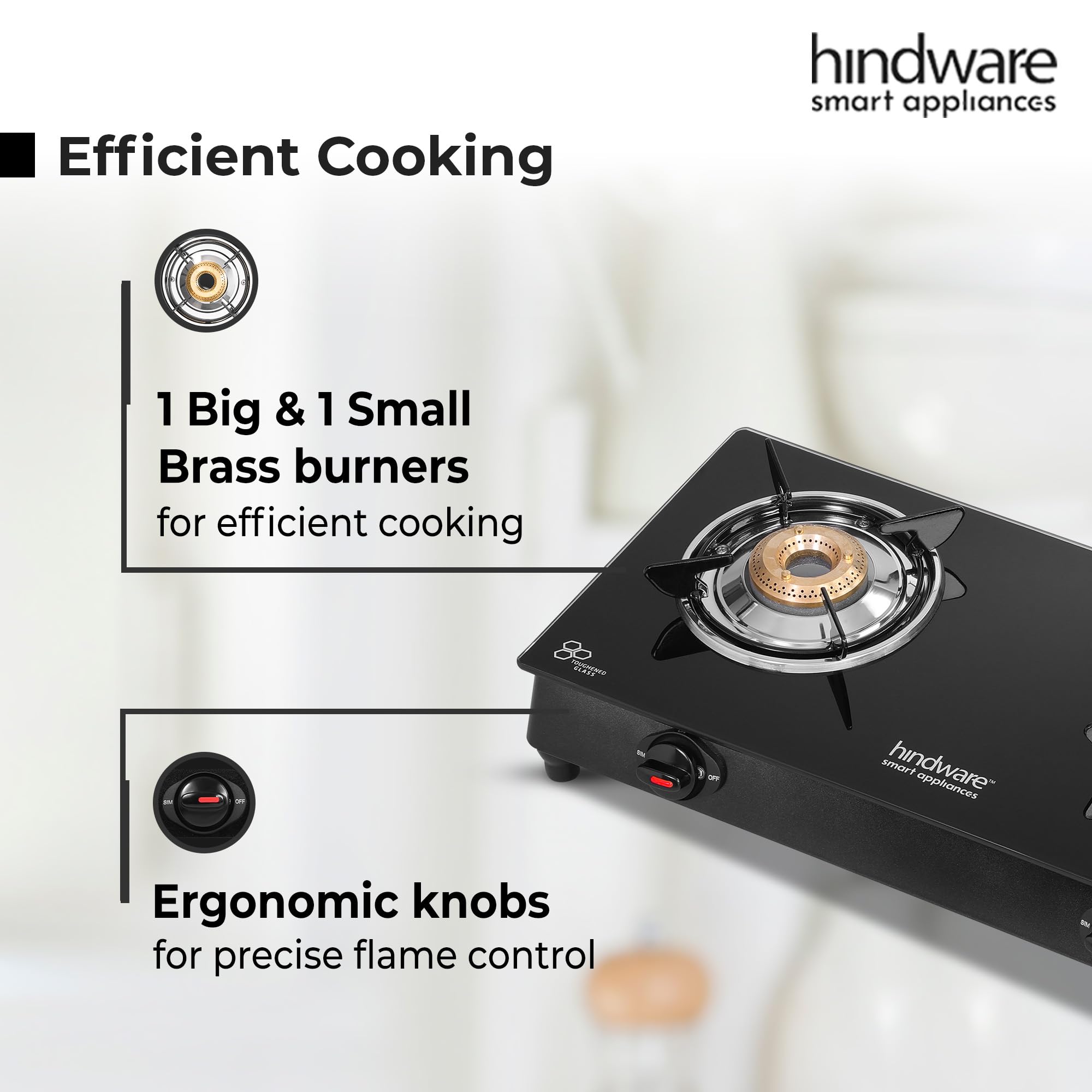 Hindware Brio 2B Gas Stove - Black -6