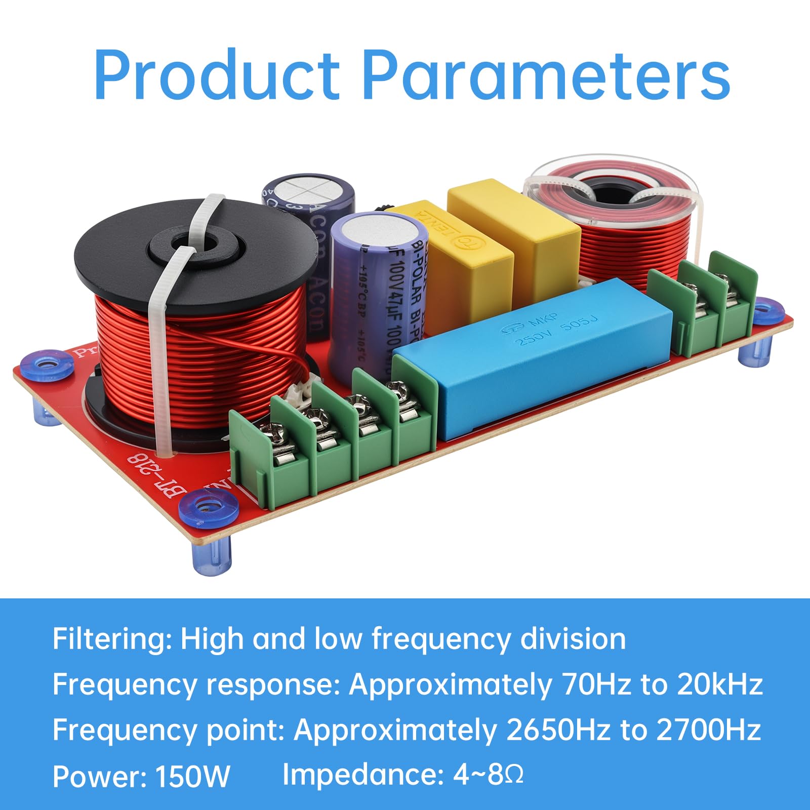 DriSentri 2 Way Crossover for Speaker, 150W Adjustable 4-8 Ohm 2