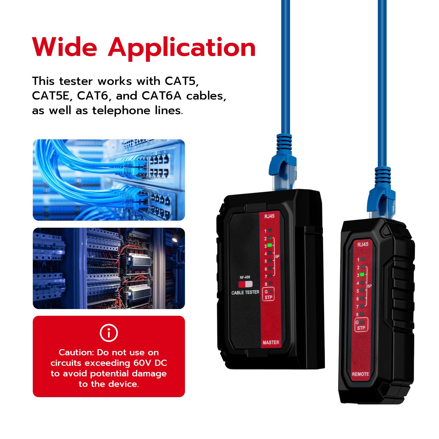 Testeur De Câble Réseau & Téléphone Mcbazel – Compatible RJ11/RJ45, CAT5 à CAT6A, Détection En Ligne Sous Tension