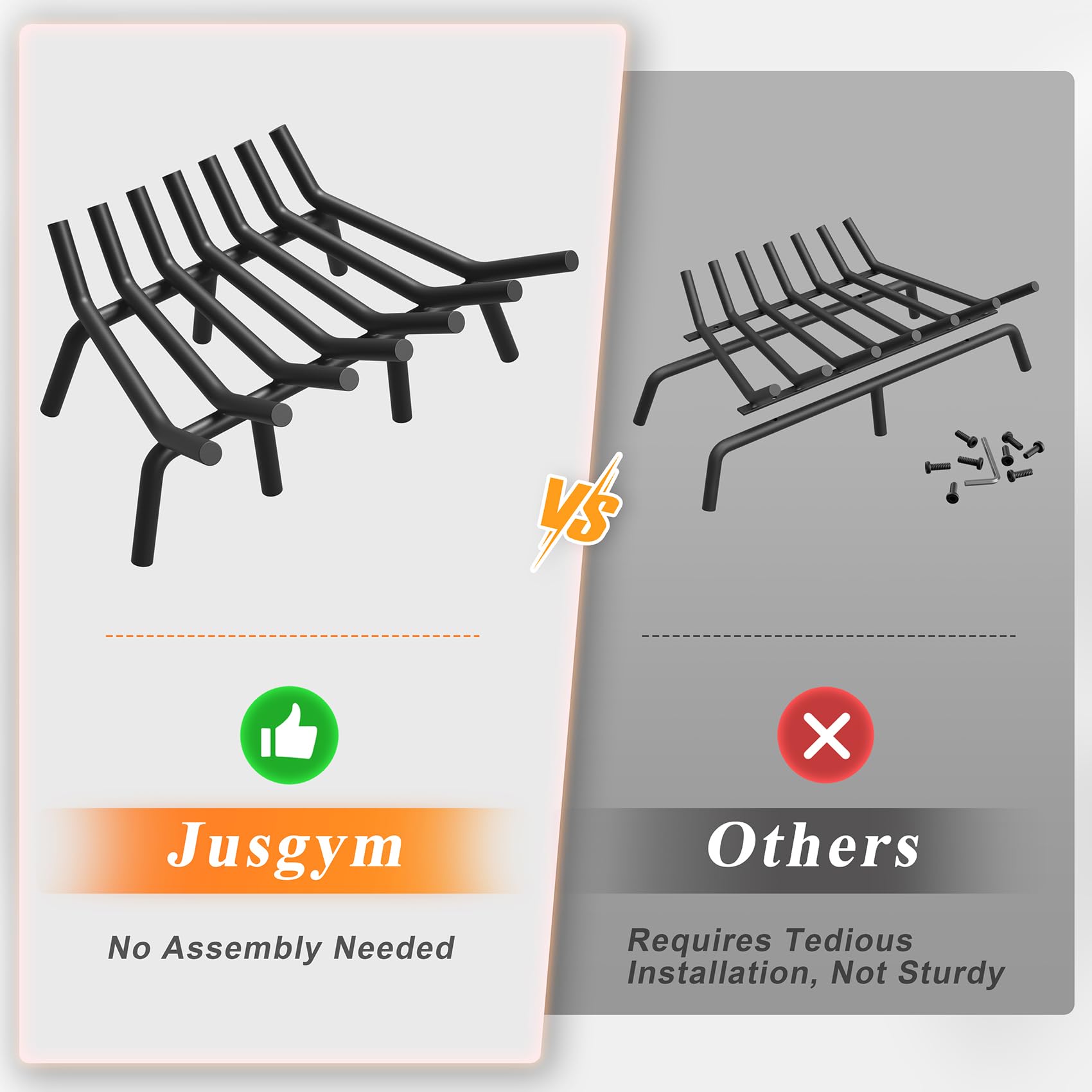 Jusgym Griglia per caminetto da 53,3 cm, con 7 gambe di supporto, rotonda, in acciaio massiccio resistente, per caminetto interno e braciere esterno