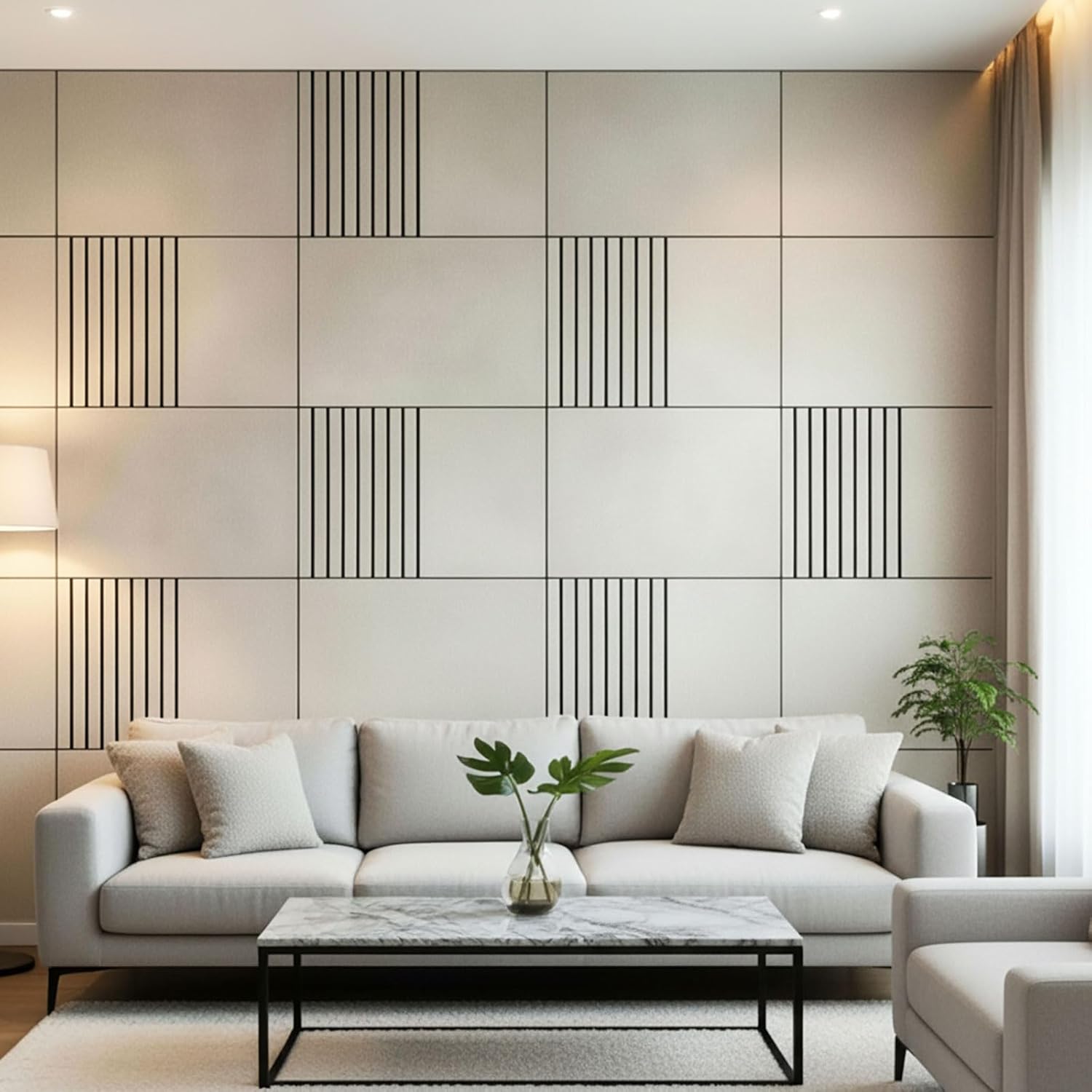 Acoustic Wall Panels 6-Pack 32x24 Inch, Modern Decorative Sound Dampening 4x8 Acoustic Panels, High Density Sound Absorbing for Studio Office Home, covering up to 31 sq ft