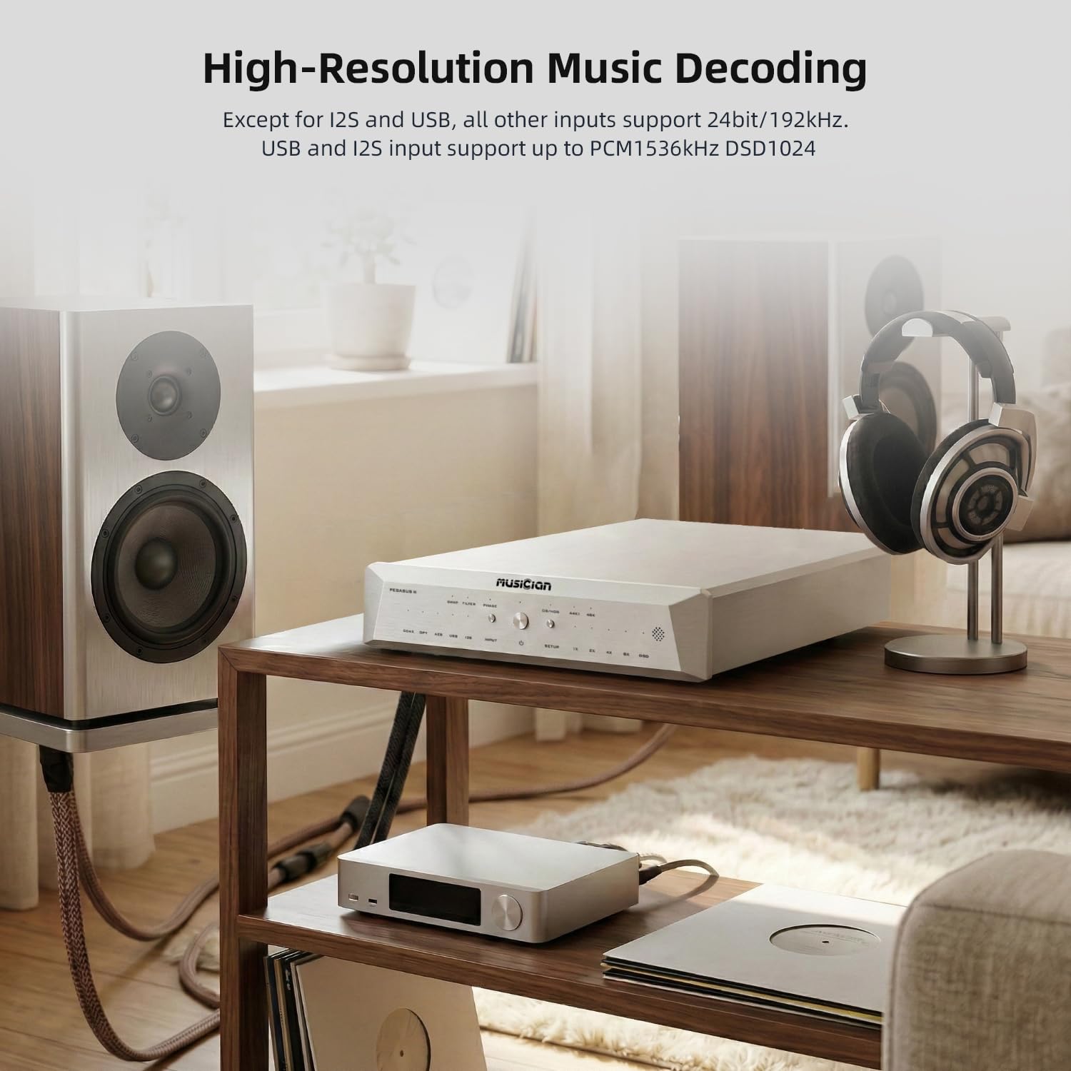 Musician Pegasus III R2R DAC Decoder Audio Digitale, Nero | Supporta PCM 32Bit/1536kHz e DSD1024, doppio clock TCXO, ingressi digitali multipli, uscite XLR e RCA, DAC bilanciato