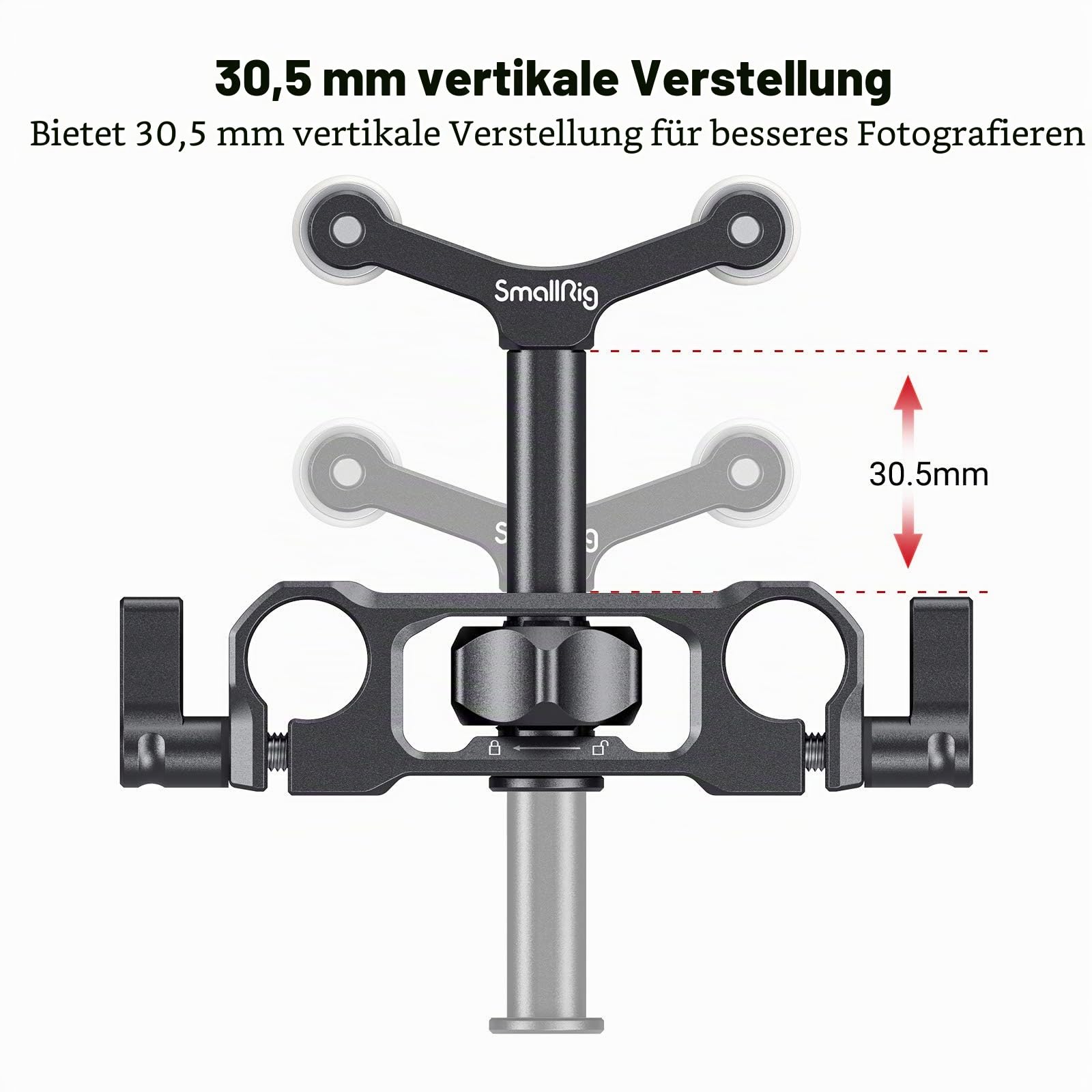 SMALLRIG Linsenunterstützung mit 15mm LWS Stangenklemme, 15mm Lens Support Kompatibel mit einem Durchmesser von 73 mm bis 108 mm Objektiv - 2727