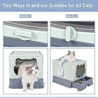 Vista 22 de Fully Enclosed Cat Litter Box with Lid, Foldable Extra Large Cat Toilet, Drawer Type Litter Tray with Plastic Scoop, Suitable for Cats Under