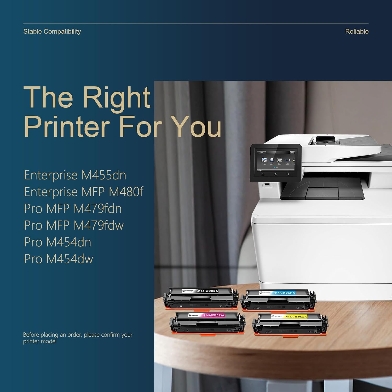 414A Toner Cartridges 4 Pack - Replacement for HP 414A Toner Cartridge to us with Pro MFP M479fdn M479fdw Pro M454dn M454dw Enterprise M455dn Enterprise MFP M480f Series (CMYK)