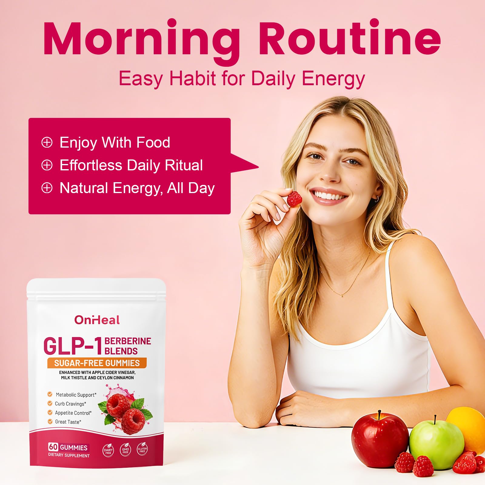 GLP-1 Support Supplement, Sugar-Free Berberine Complex Gummies with Ceylon Cinnamon, Garcinia Cambogia, Milk Thistle, and Apple Cider Vinegar [AMPK Metabolic Activator] Berberine Supplement for Appetite & Craving Control – Promotes Digestion, Reduces Bloating, Blocks Carbohydrates | Diet Packages & Systems — view 8