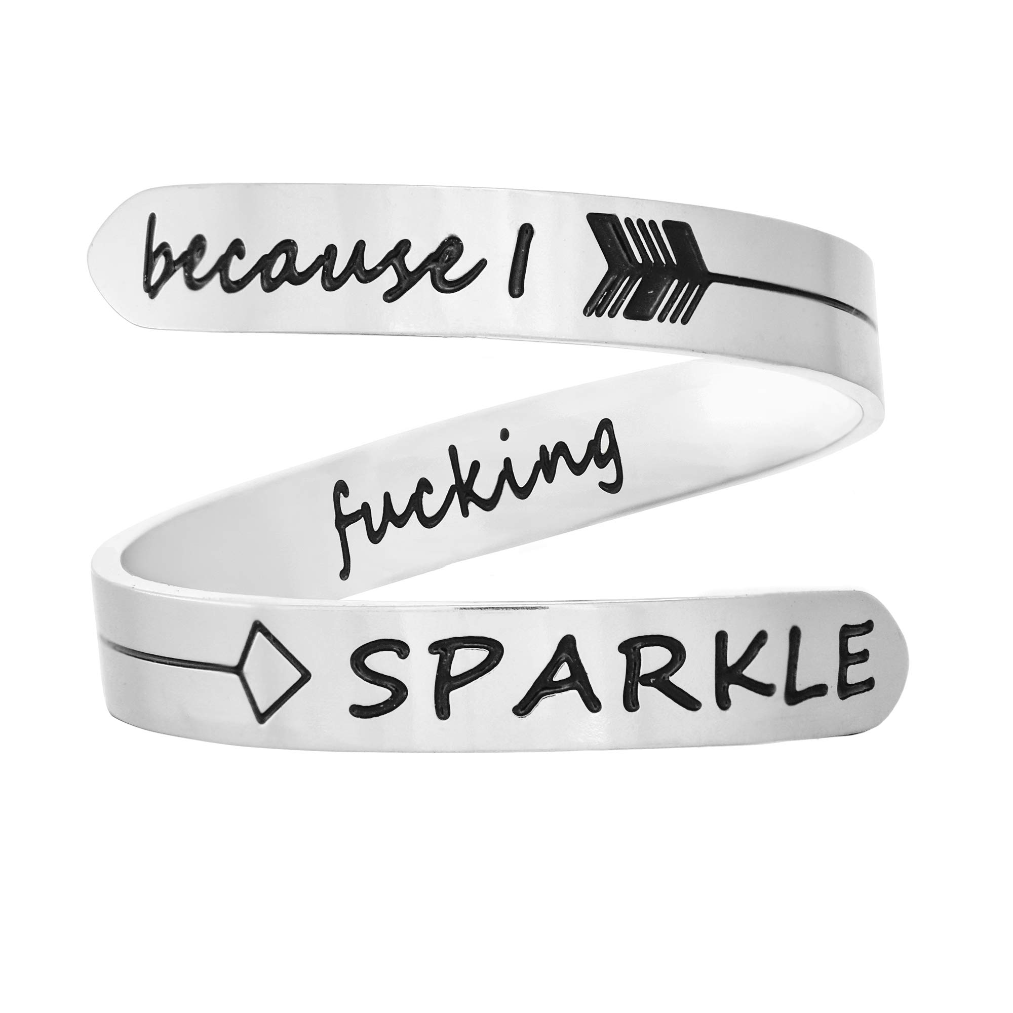 Vrycot Adjustable silvery Inspirational Stainless Steel Adjustable Bands Cool Stacking Opening Gift for Women Statement