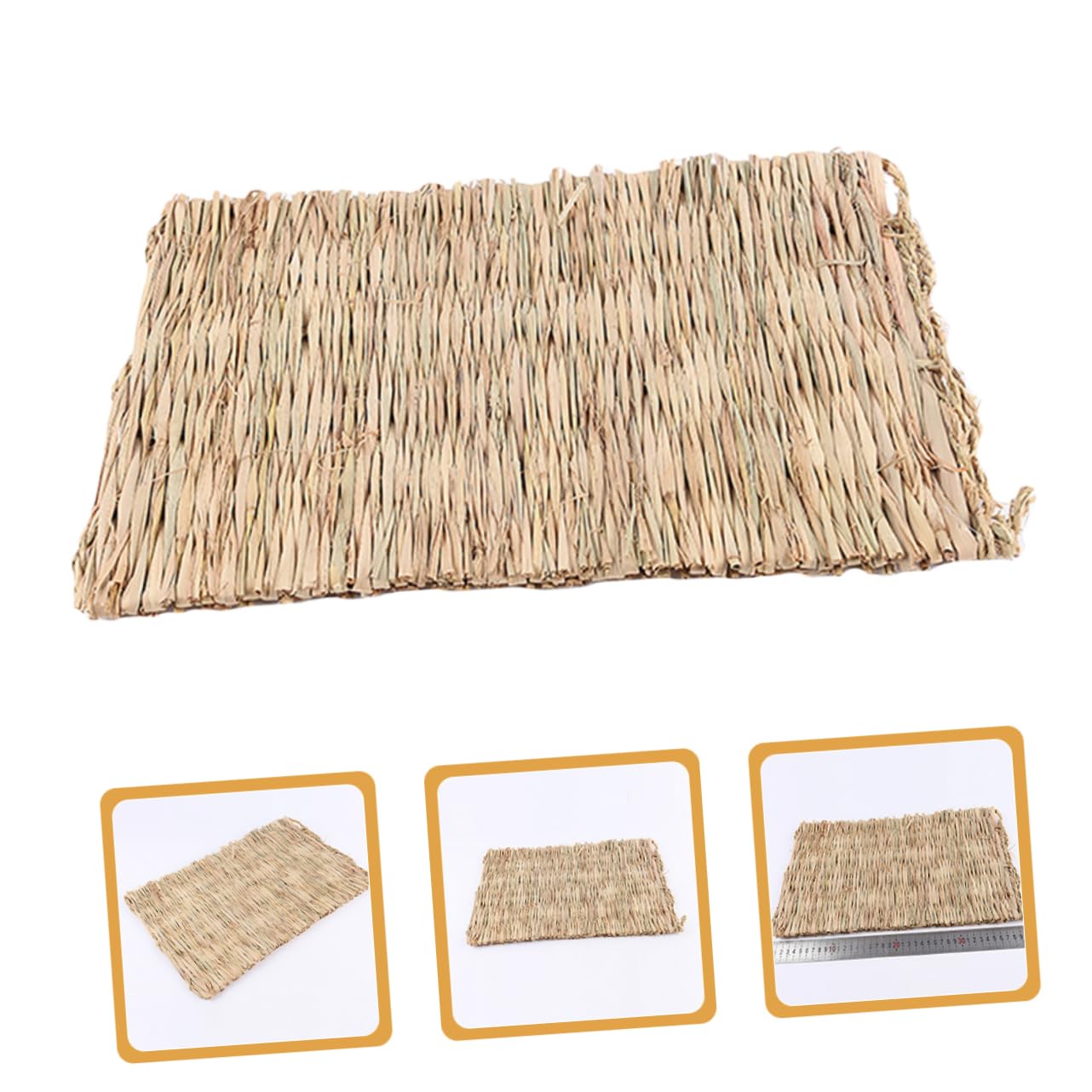 Levemolo 3pcs Woven Bed Pad Cushion for Small Animals Breathable Rabbit Cooling Mat Comfortable Sleeping Mats for Guinea Pigs Hamsters and Other Pets for Cozy Living Spaces