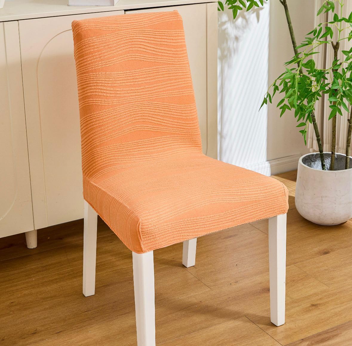 Orange Jacquard Chair Covers - Stretch & Protect! -1