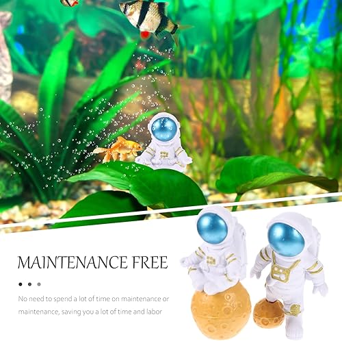 Miniatura 3 de POPETPOP 2 piezas de decoración de astronauta para acuario, figura de astronauta en miniatura, pecera, pecera, decoración del espacio exterior,