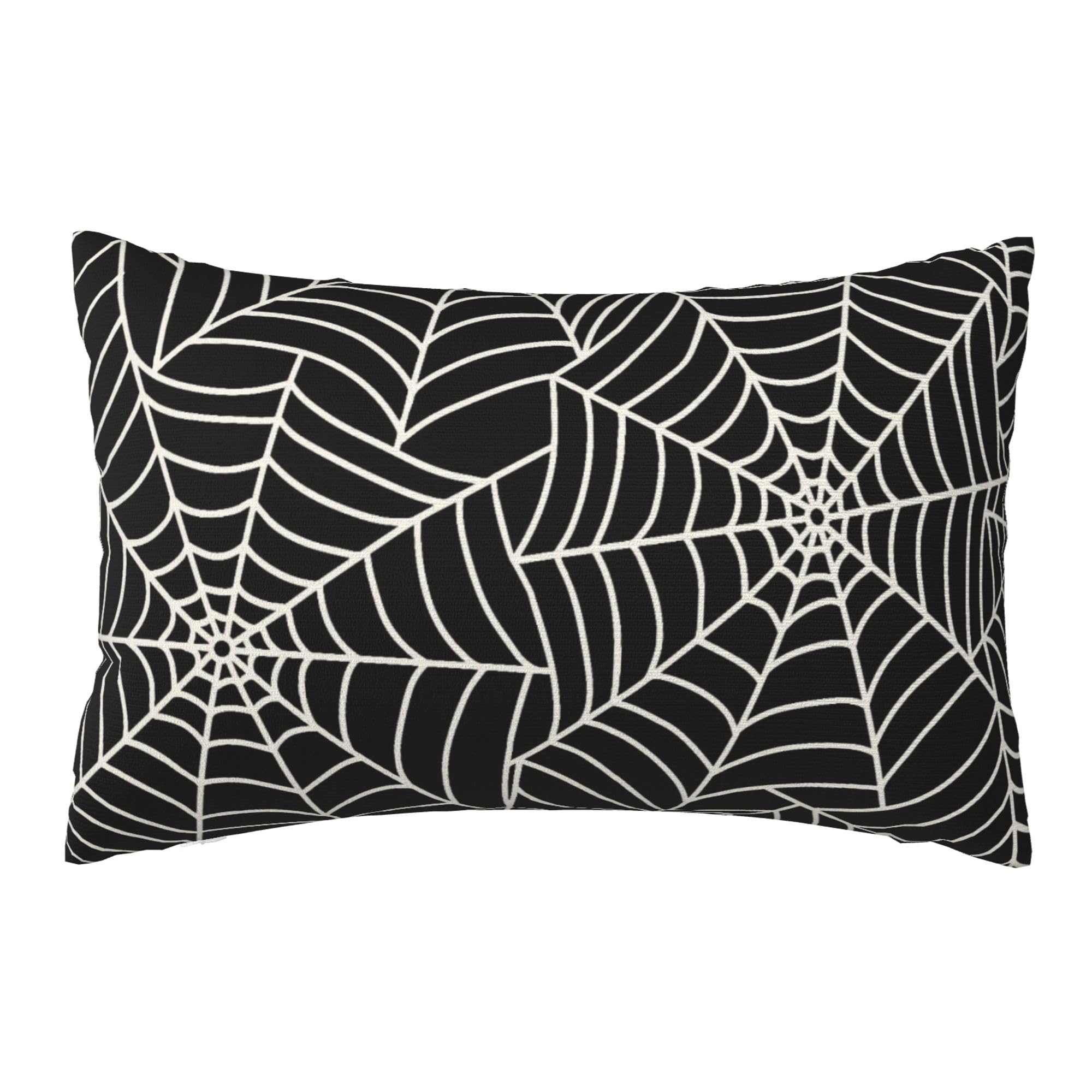 Joktacular Black Spider Web Halloween Pillow Cover 12 x 20 Inch Linen Double-Sided Lumbar Throw Pillow Cover Gothic