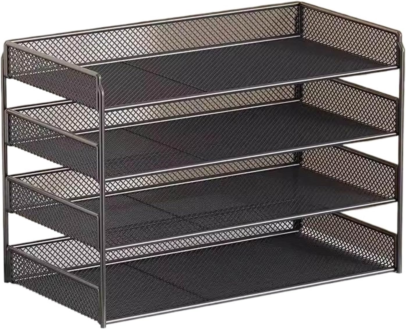 シンプルなオフィスデスクトップの重ね式ブックエルフ、組み立て簡単、寝室用ベッド収納、絵本用(Elegant black - hori