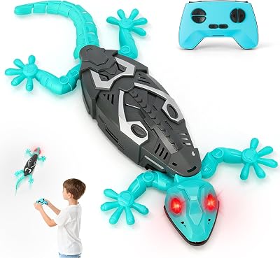 Wall Crawler Gecko, Remote Control Charging Gecko, 360 ° Rotation Lizard Remote Control Toy, Birthday Suitable for Boys and Girls, Boys Toys Age 4 (Blue)