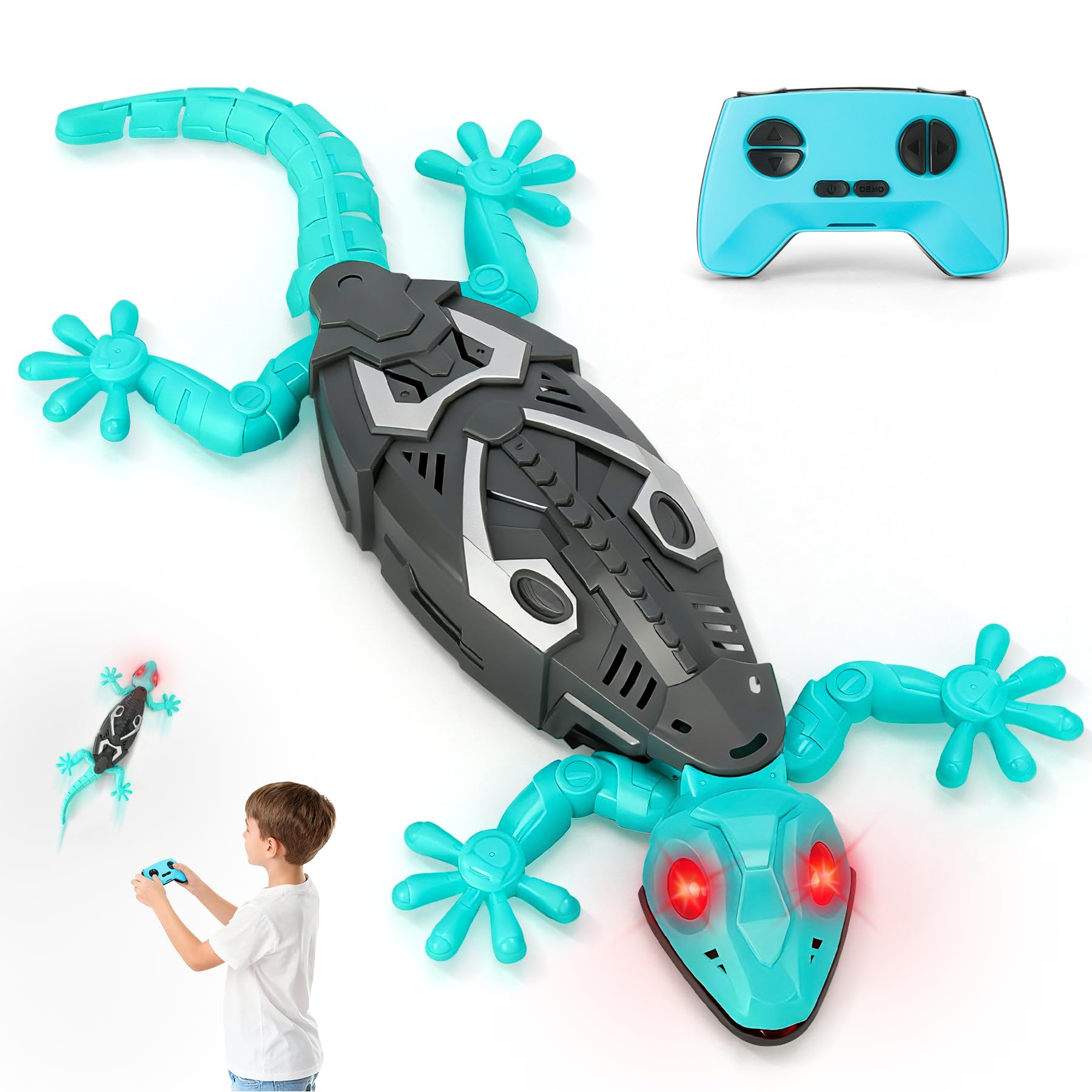 Hamino RC Wall Crawler Gecko, Rechargeable Remote Control Robot Kids Toys, Wall Climbing Lizard Funny Prank Toys Gifts for Boys & Girls Ages 4 6 8 10 and Up, Upgrade Low Noise