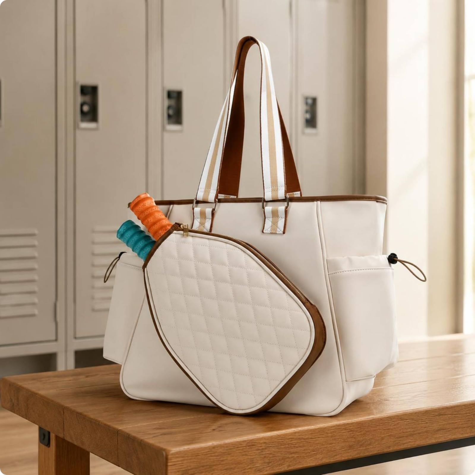 Borsa Sportiva Porta Racchette Borsa Tennis Borsa Pickleball Borsa Allenamento in Pelle PU con Scomparto Principale Capiente Laterali Adatta a Campo Palestra Viaggi Sportivi