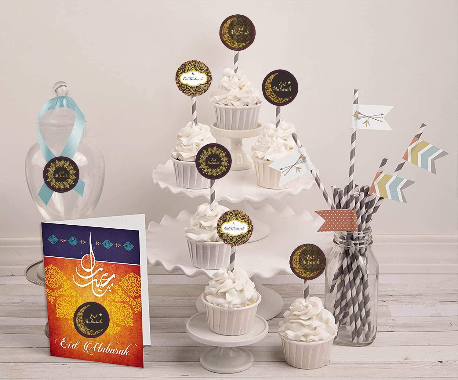 Adesivi Eid Mubarak Ramadan - 384 Stickers Rotondi Per Sacchetti Caramelle | Decorazioni Fai Da Te Per Feste Musulmane - Foto 5