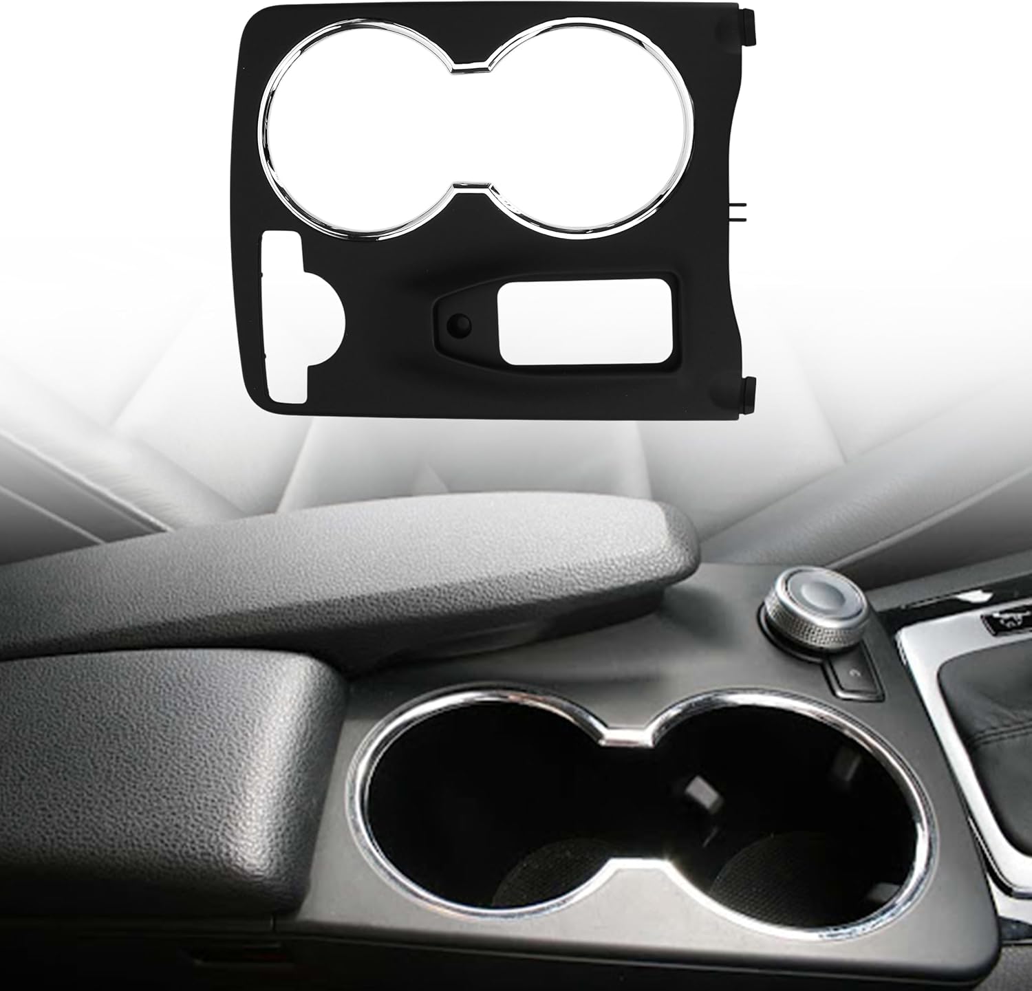 Replacement Center Console Cup Holder Shutter Frame Panel Trim Cover for Mercedes-Benz GLK fit for GLK (X204) 2008-2015 (Black)