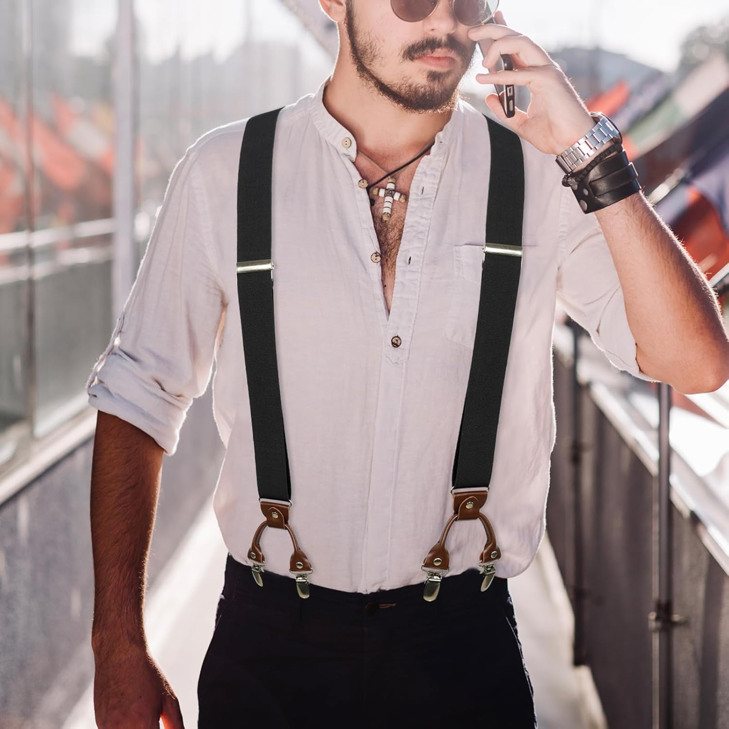 Suspenders for Men with Strong Clips, 1.4 Inches Wide Heavy Duty Men's Suspenders Y-Back for Work Jeans - Image 4