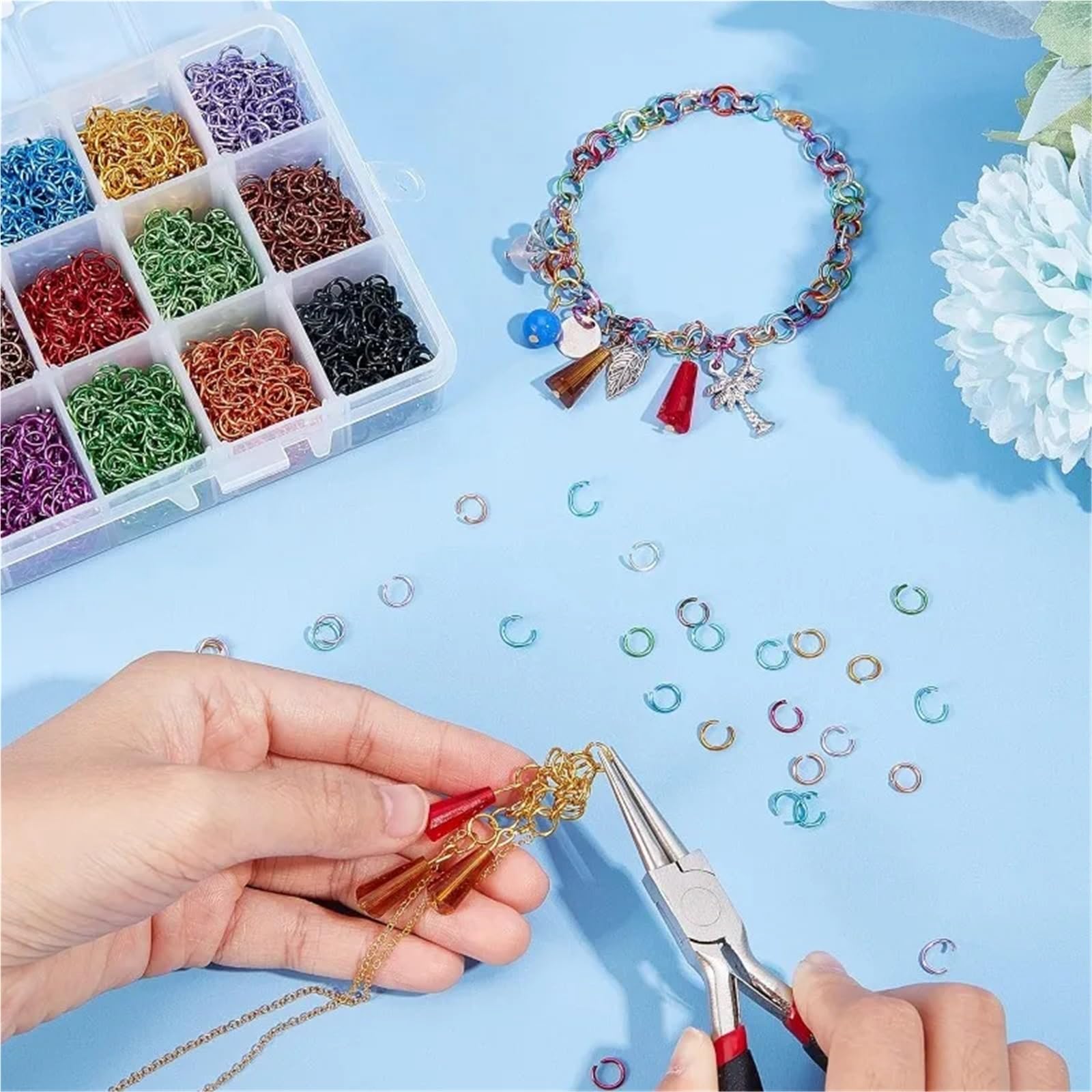 Biegeringe aus Aluminium, 6 mm, Kettennetzringe, offene Binderinge, 24 Farben, Schmuckzubehör für Choker (140 Stück)