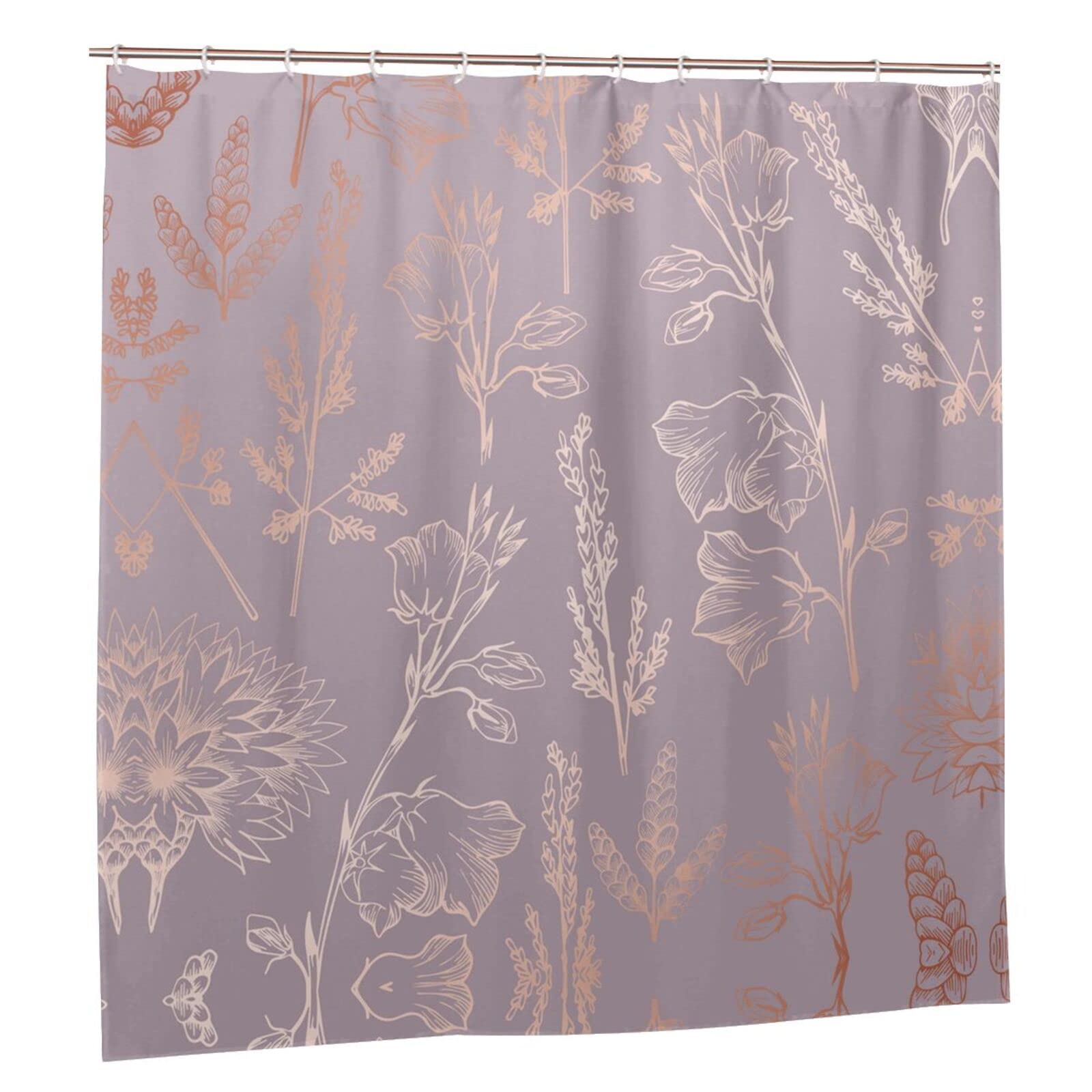 Rideau de douche chic à imprimé floral or rose de haute qualité pour hôtel et maison