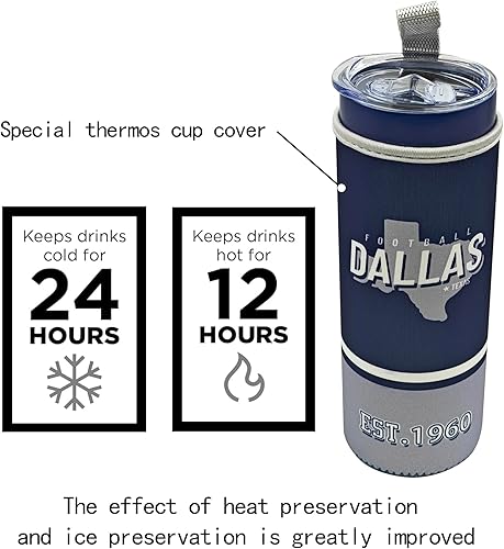 Miniatura 5 de LANJAO Vaso de 20 onzas para automóvil, recto, delgado, con funda aislante para taza, asa portátil, taza de café de viaje deportiva, de acero