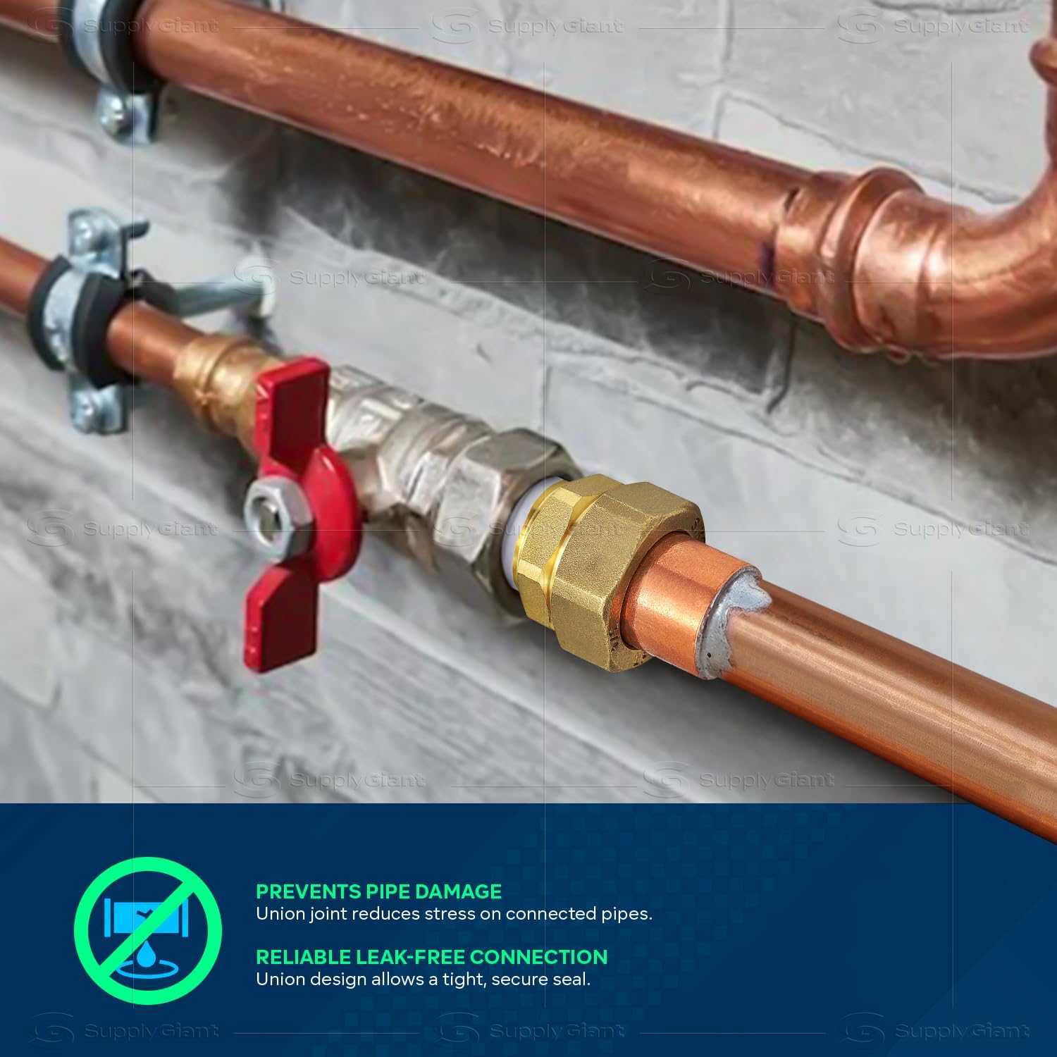 Everflow DDNV0114 1-1/4" No Lead Copper Union Fitting with Sweat to Male Threaded Connects