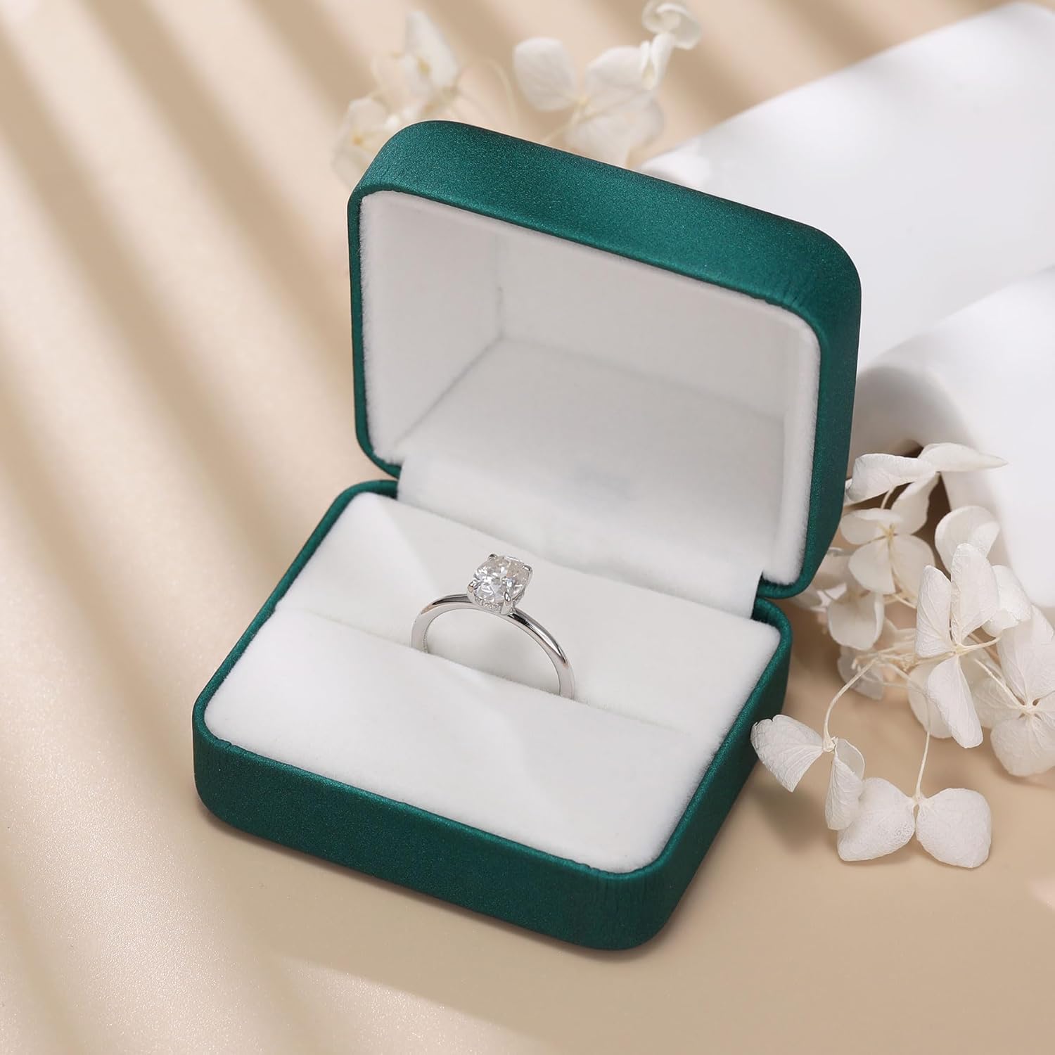 getlove 1.5/2/3CT Oval Cut Moissanite Engagement Ring 18K White Gold Plated 925 Sterling Silver D-Color VVS1 Solitaire with Hidden Halo Wedding Ring for Her Promise Ring for Women - Image 6