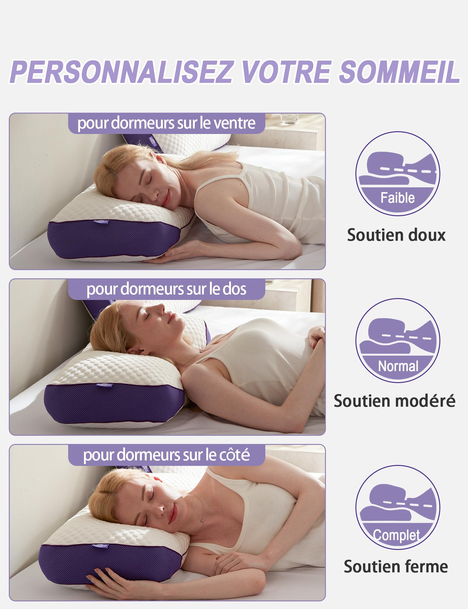 BPC Oreiller Mémoire de Forme 40x80 cm Lot de 1, Hauteur Réglable | Coussin Cervical Ergonomique | Soutien Équilibré | Fraîcheur d'un Côté & Bambou de l'Autre | Respirant et Hypoallergénique