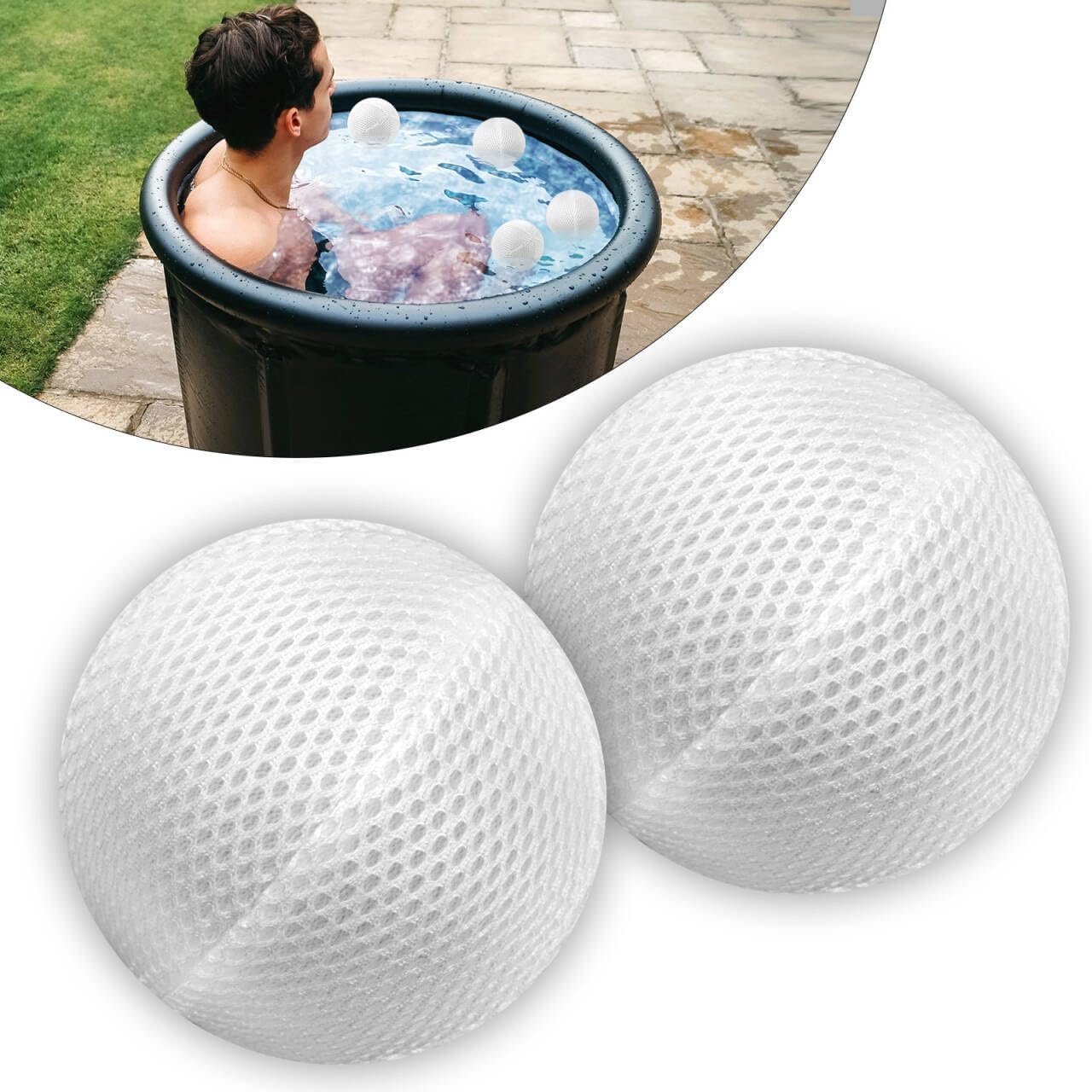 2 Pack Reusable Cold Plunge Filter Scum Absorber Balls – Ice Bath Accessories to Keep Water Clean & Clear, Floating Oil Scum Remover for Ice Bath Tubs & Cold Plunge Pools