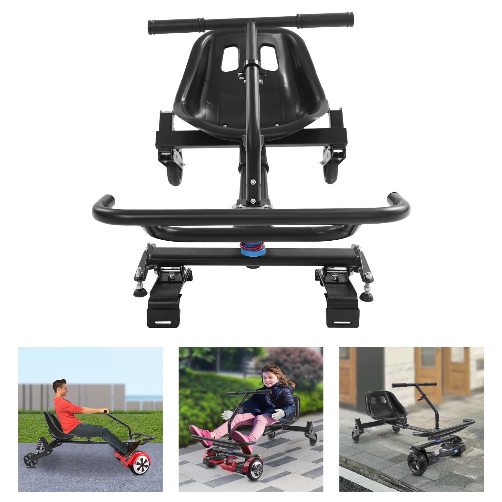 Soporte ajustable negro para scooter autoequilibrado, accesorio para asiento de scooter autoequilibrado, para el hogar, gimnasio, actividades al aire libre, 110 x 52 x 60 cm