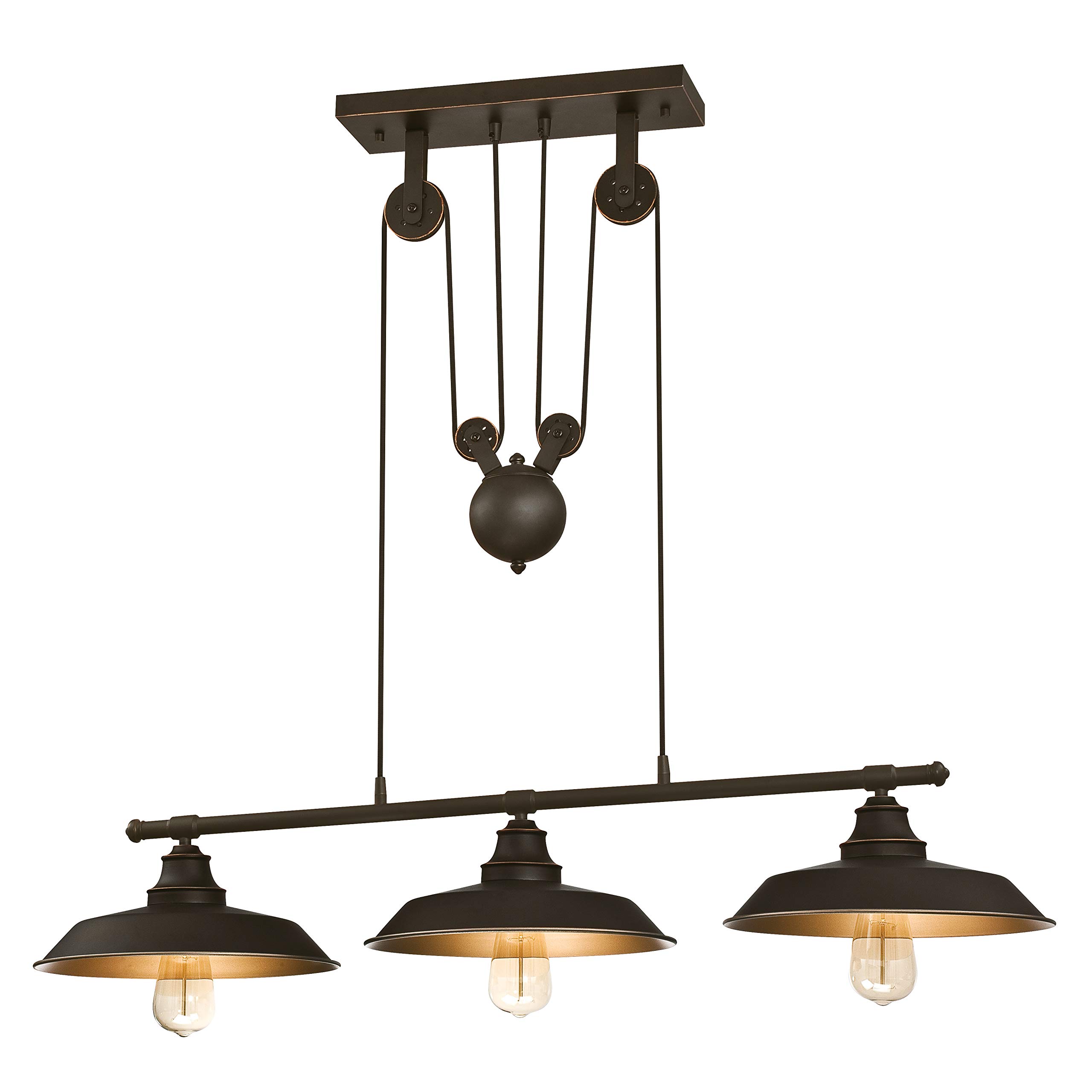 Westinghouse 6332540 Luminaire Suspendu à Poulies d'Intérieur à Trois Lampes, Verre/, Bronze Huilé,