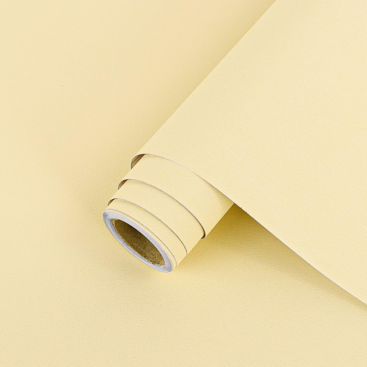 Arthome Peel and Stick Wallpaper,44cmx10m Beige Yellow Matte Paper,Solid Color Frosted Decorative Self Adhesive Removable Film Vinyl Roll Waterproof for Cabinets Wall Covering