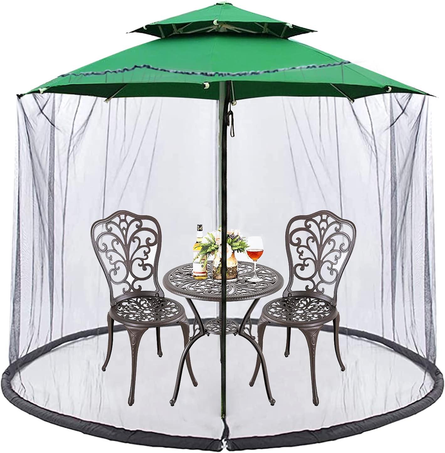 Umbrella Netting for Outdoor Umbrellas,Umbrella Mosquito Netting,with Double Zipper Door, for Almost Outdoor Market Table Umbrellas & Cantilever Offset Hanging Umbrella w/Tilt 7.5-11ft