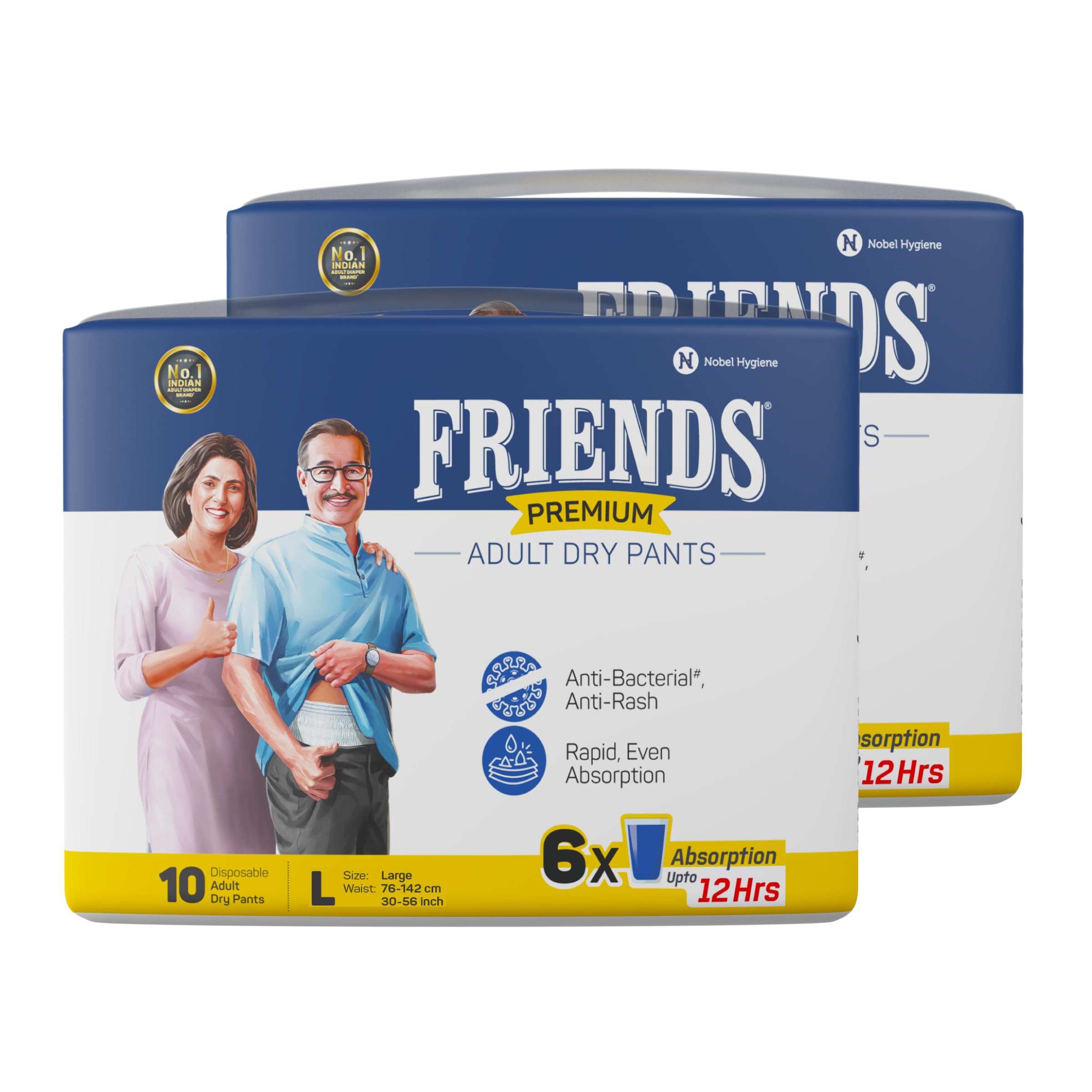 Friends Premium Adult Diapers Pant Style - 20 Count -L- with odour lock and Anti-Bacterial Absorbent Core- Waist Size 30-56 Inch ; 76-142cm (B0C2J51F8Z) Amazon Price History, Amazon Price Tracker