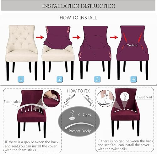 Miniatura 4 de XUANZYANG Fundas elásticas diagonales para sillas con respaldo de ala, funda protectora reutilizable para silla de brazo, fundas protectoras para