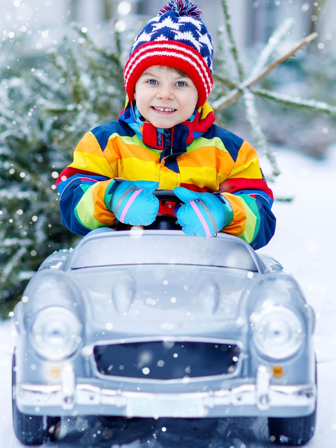 Hicarer 6 Pairs Winter Mittens Kids Toddlers Waterproof Gloves Winter Warm Snow Ski Gloves Bulk Unisex for Baby Girl Boy