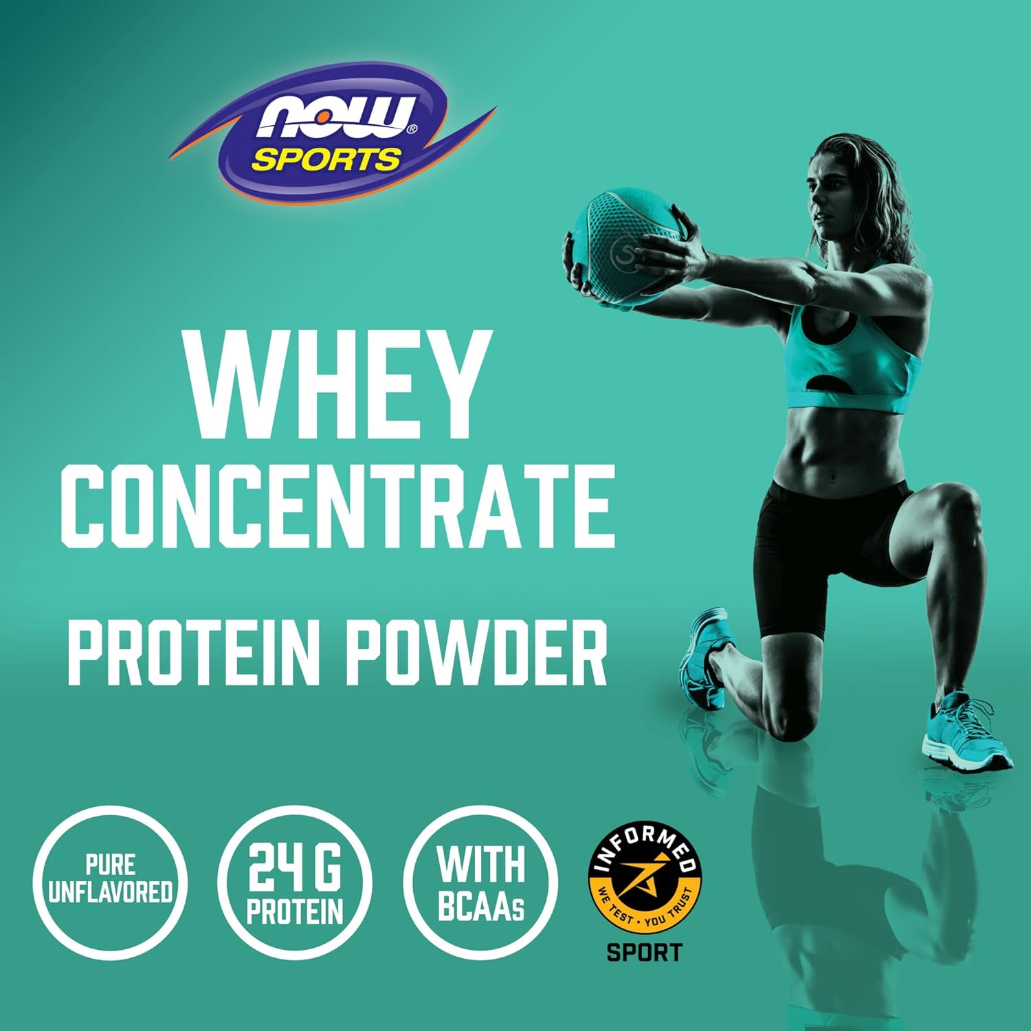 NOW Sports Nutrition, Whey Protein Concentrate, 24 G With BCAAs, Unflavored Powder, 5-Pound : Health & Household