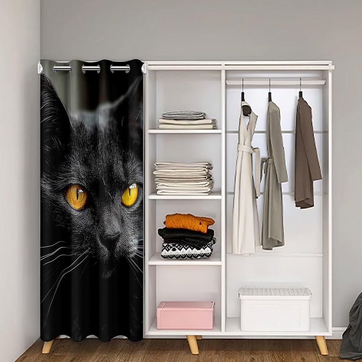 Erosebridal Black Cat Door Curtain for Doorway Privacy Pet Cats Pattern Blackout Curtain 34
