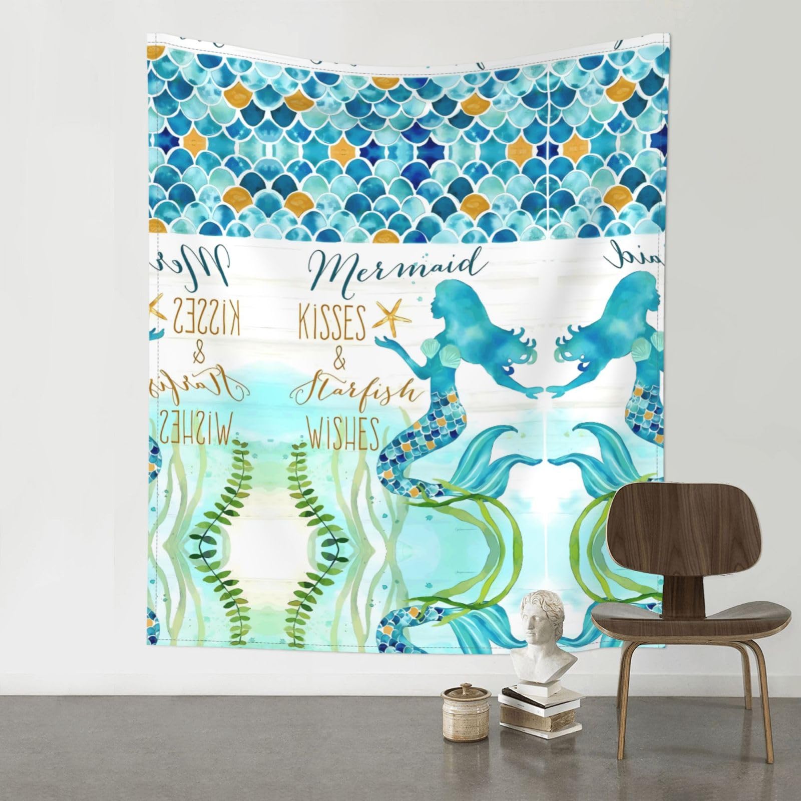 YYHHAOFA Mermaid Prints Wall Tapestry 60x51in – Boho Chic Dorm Decor, Beach Throw, & Versatile Home Accent