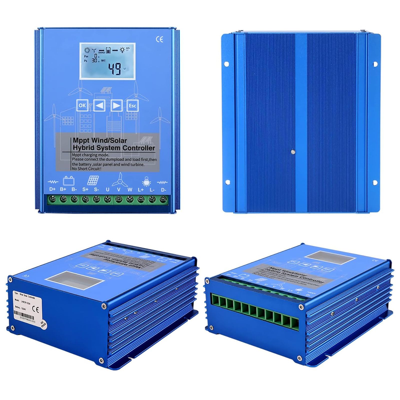 Regolatore di carica ibrido MPPT da 12000 W, sistema ibrido solare eolico con aumento del carico di scarico, regolatore di carica off-grid da 48 V